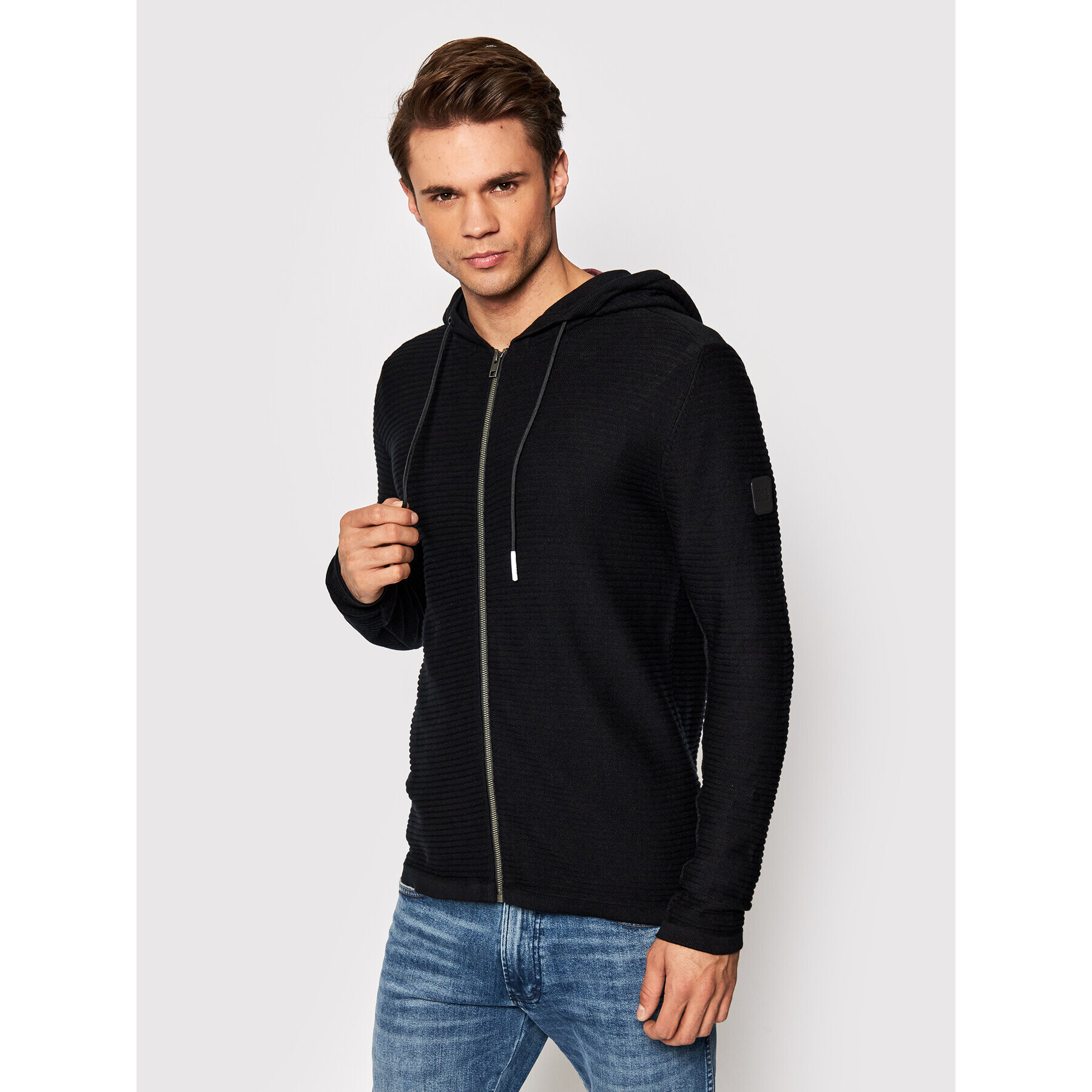 Jack&Jones Kardigán Tack 12197223 Fekete Regular Fit - Pepit.hu