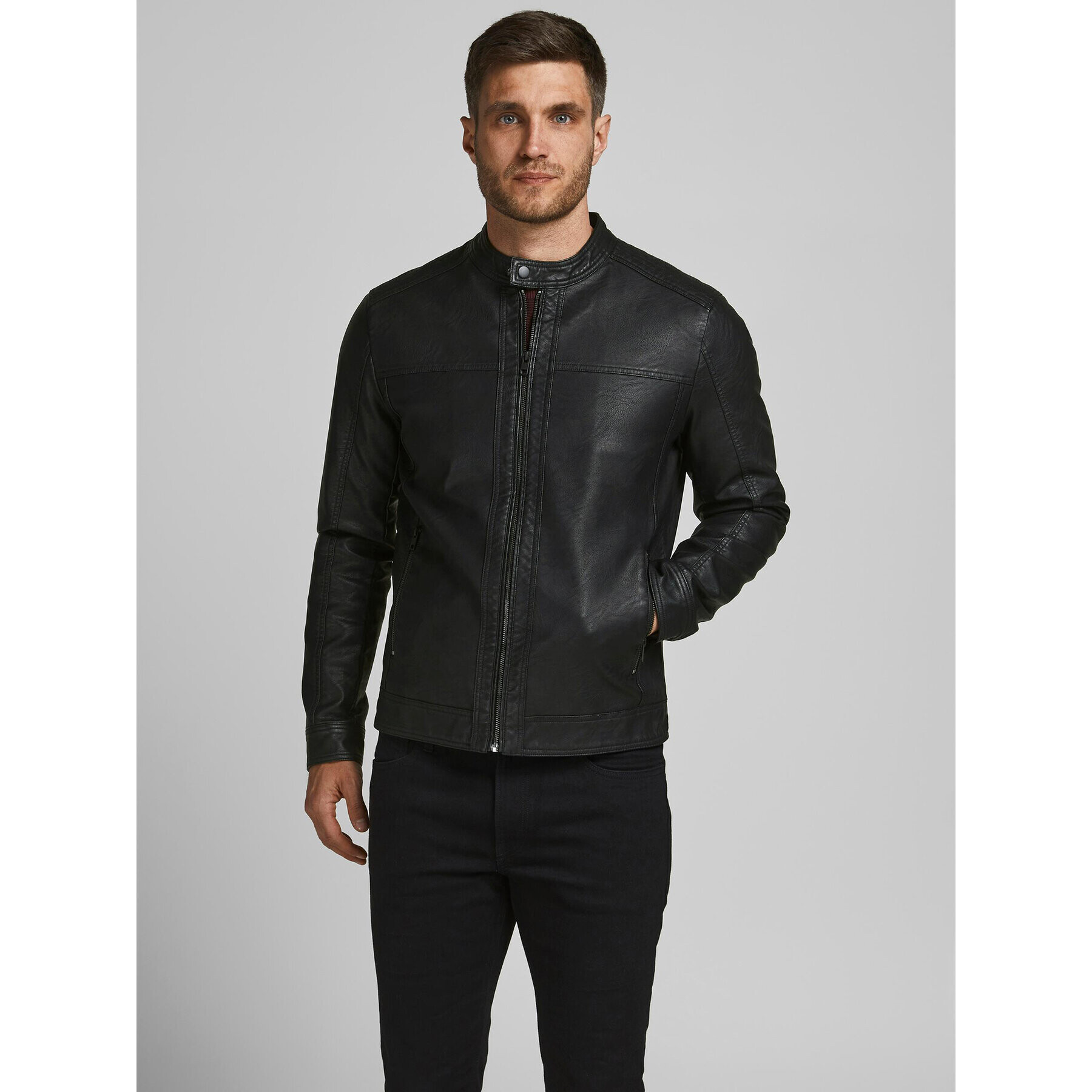 Jack&Jones Műbőr dzseki 12182461 Fekete Regular Fit - Pepit.hu