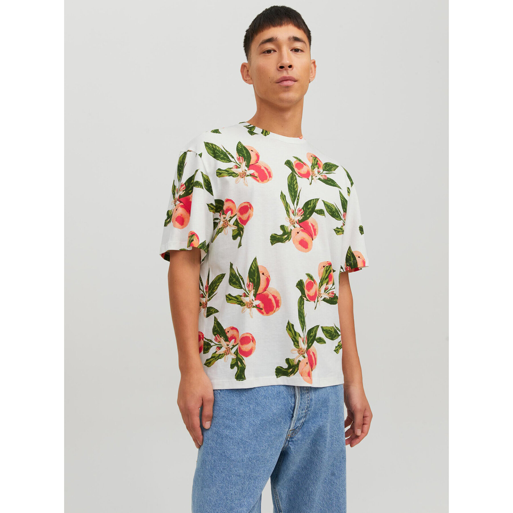 Jack&Jones Póló Flores 12227780 Fehér Relaxed Fit - Pepit.hu