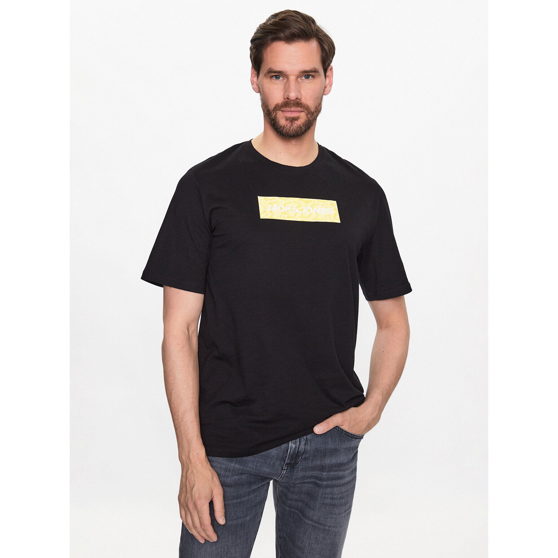 Jack&Jones Póló Navigator 12229758 Fekete Standard Fit - Pepit.hu