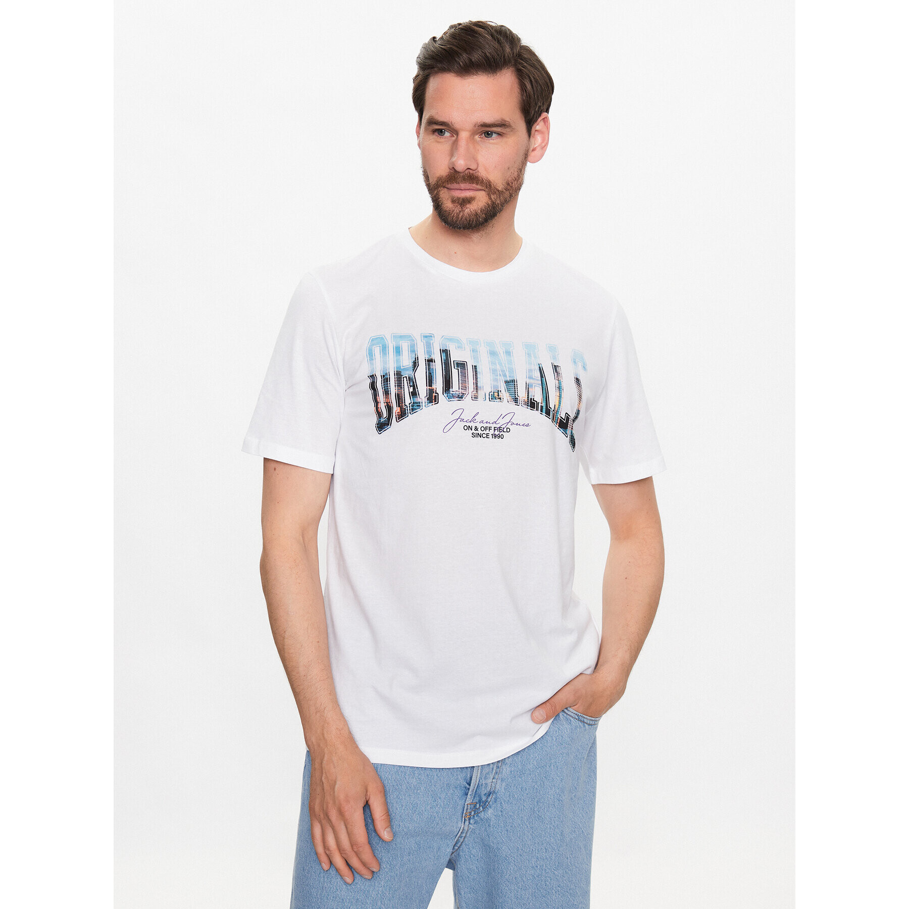 Jack&Jones Póló Booster 12232996 Fehér Standard Fit - Pepit.hu