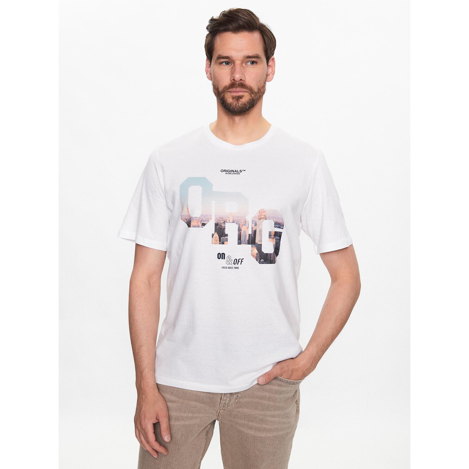 Jack&Jones Póló Booster 12232997 Fehér Standard Fit - Pepit.hu