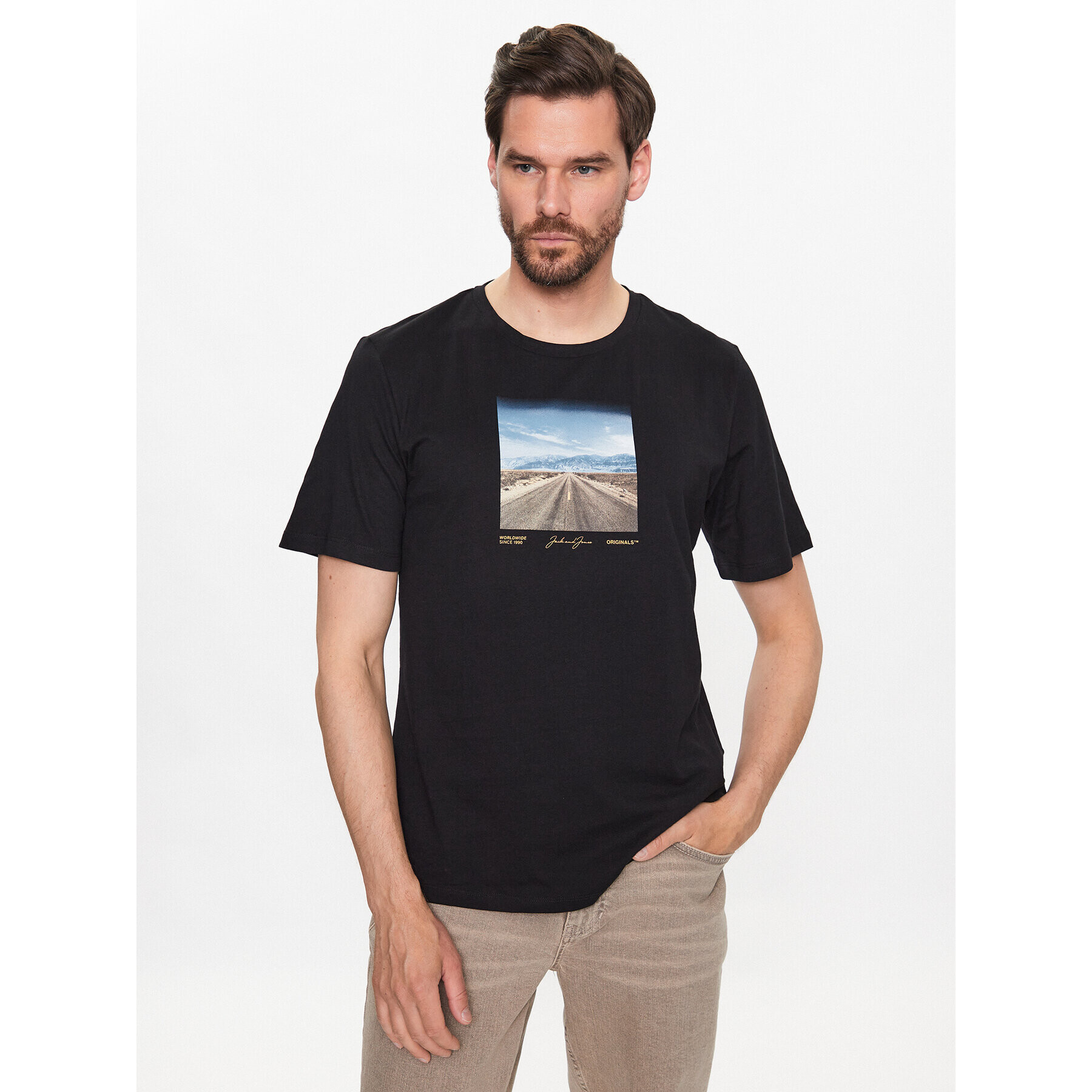 Jack&Jones Póló Booster 12232997 Fekete Standard Fit - Pepit.hu