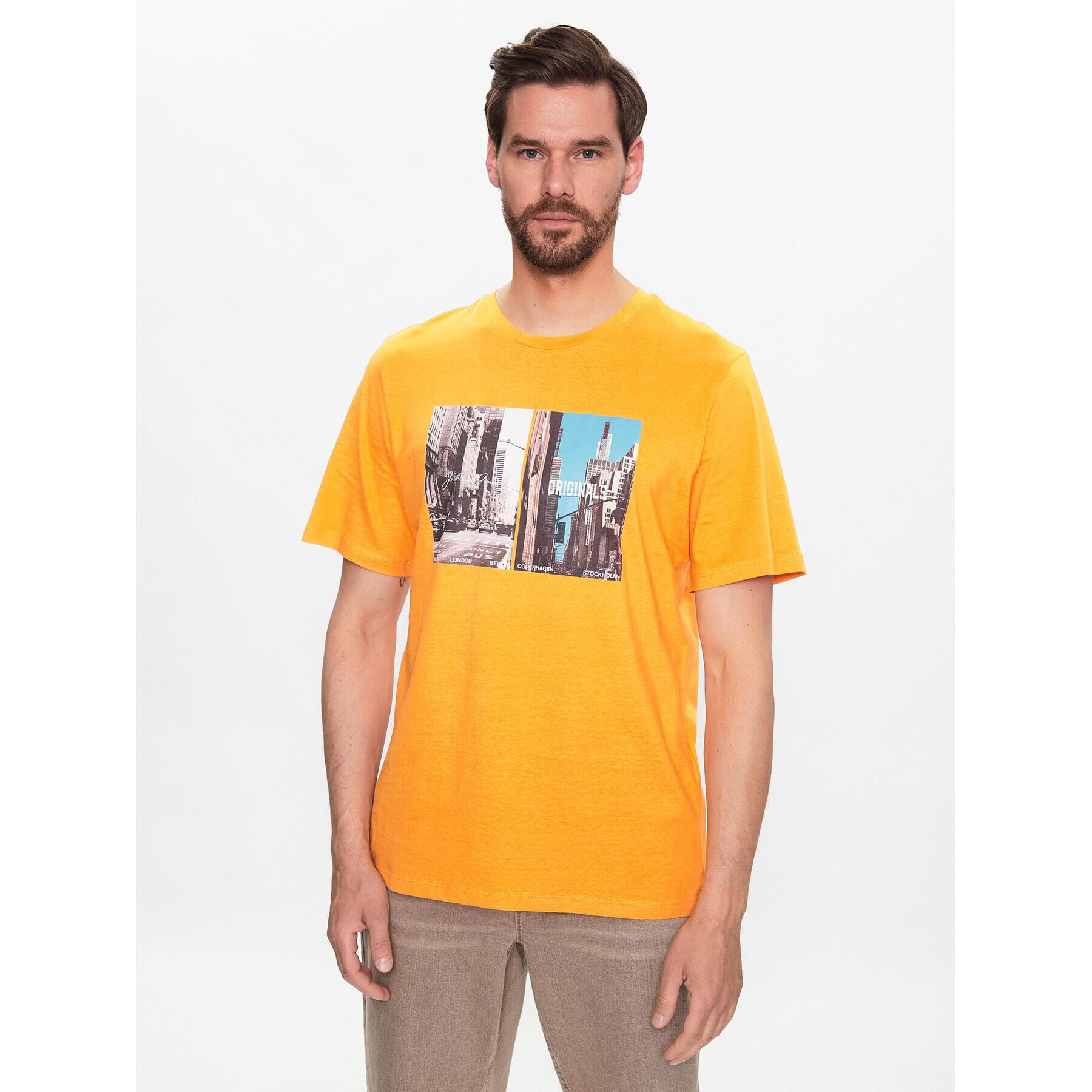 Jack&Jones Póló Booster 12232997 Narancssárga Standard Fit - Pepit.hu