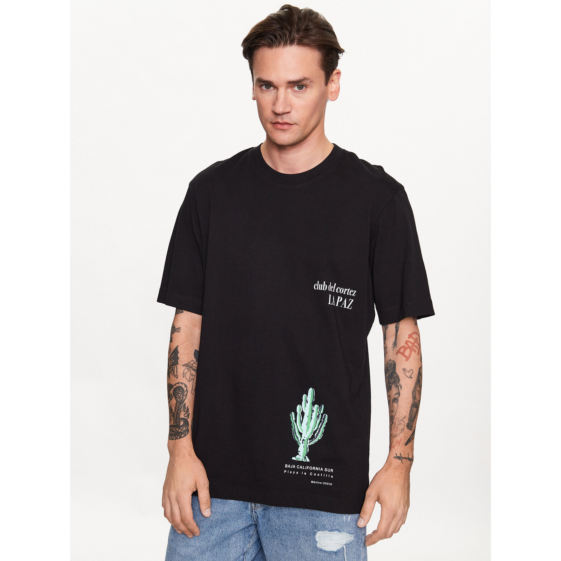 Jack&Jones Póló Belmont Front 12234253 Fekete Oversize - Pepit.hu