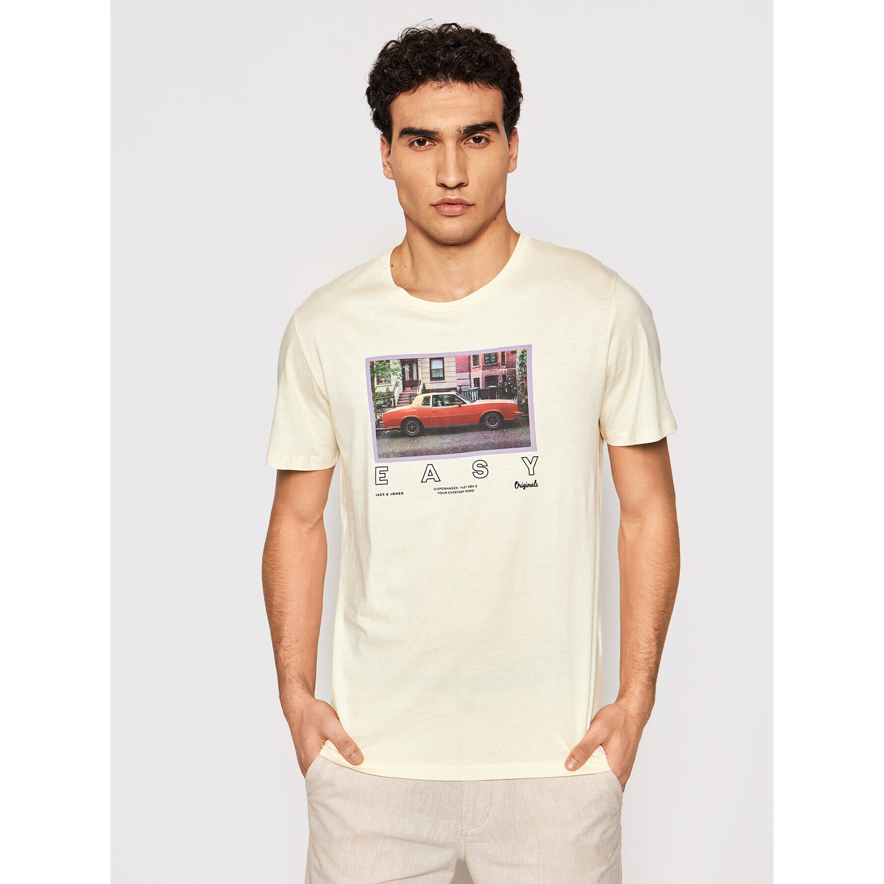 Jack&Jones Póló Allround 12185706 Sárga Regular Fit - Pepit.hu