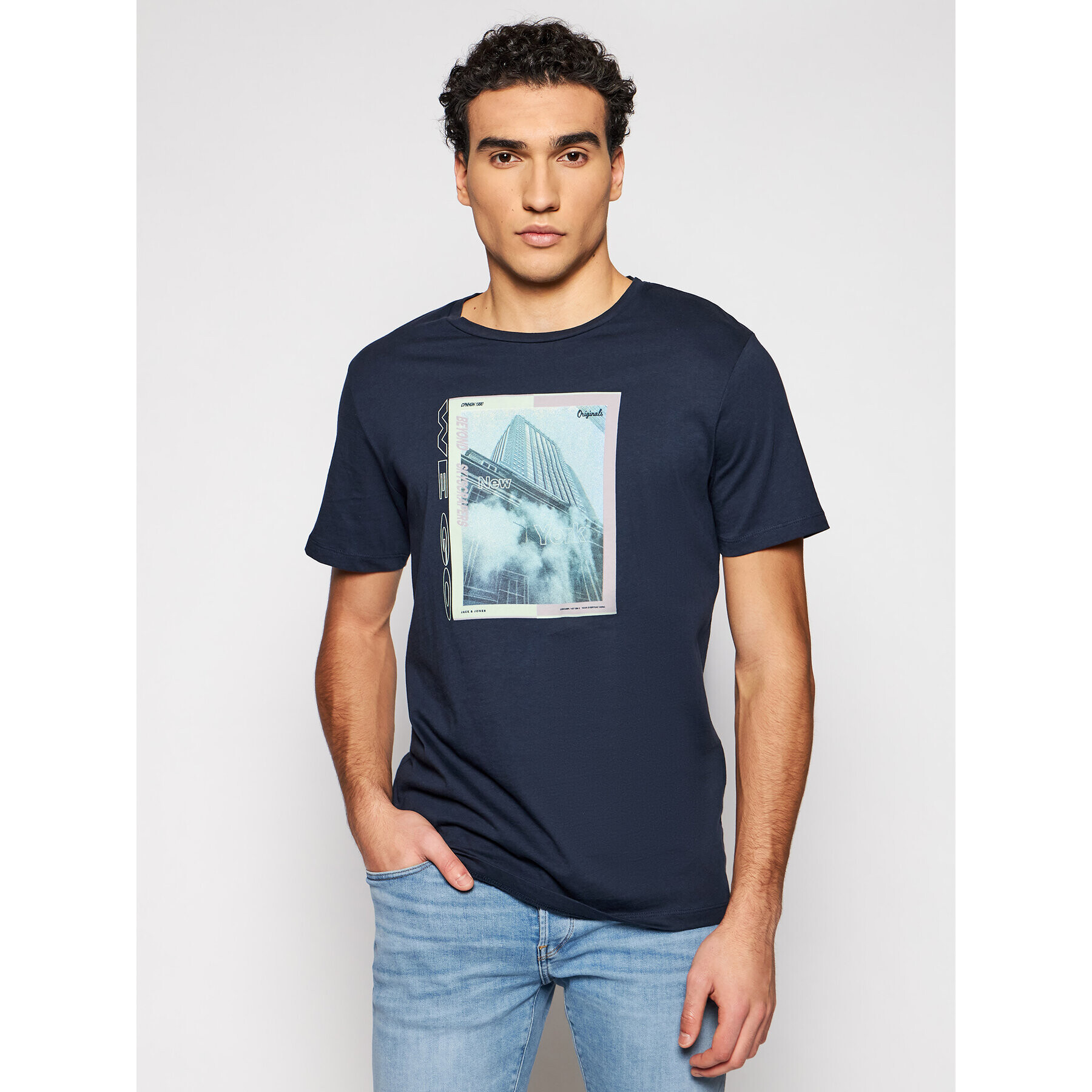 Jack&Jones Póló Allround 12185706 Sötétkék Regular Fit - Pepit.hu