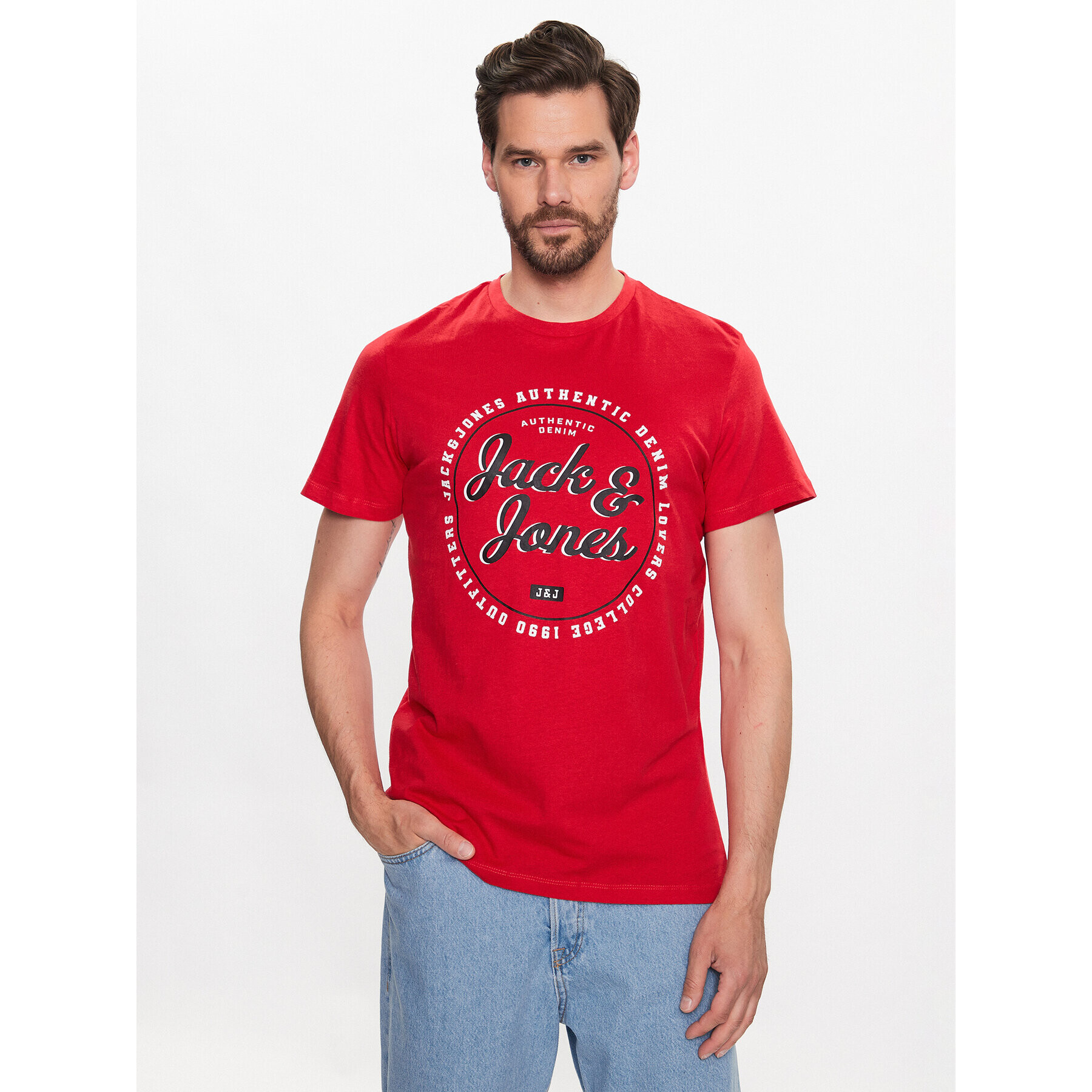 Jack&Jones Póló Andy 12222339 Piros Regular Fit - Pepit.hu