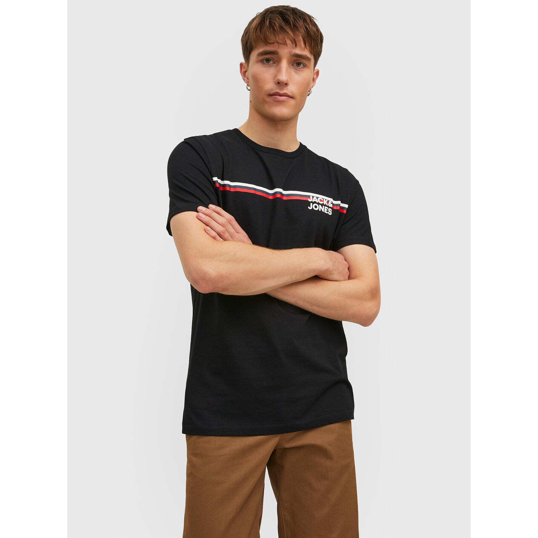 Jack&Jones Póló Atlas 12221005 Fekete Regular Fit - Pepit.hu