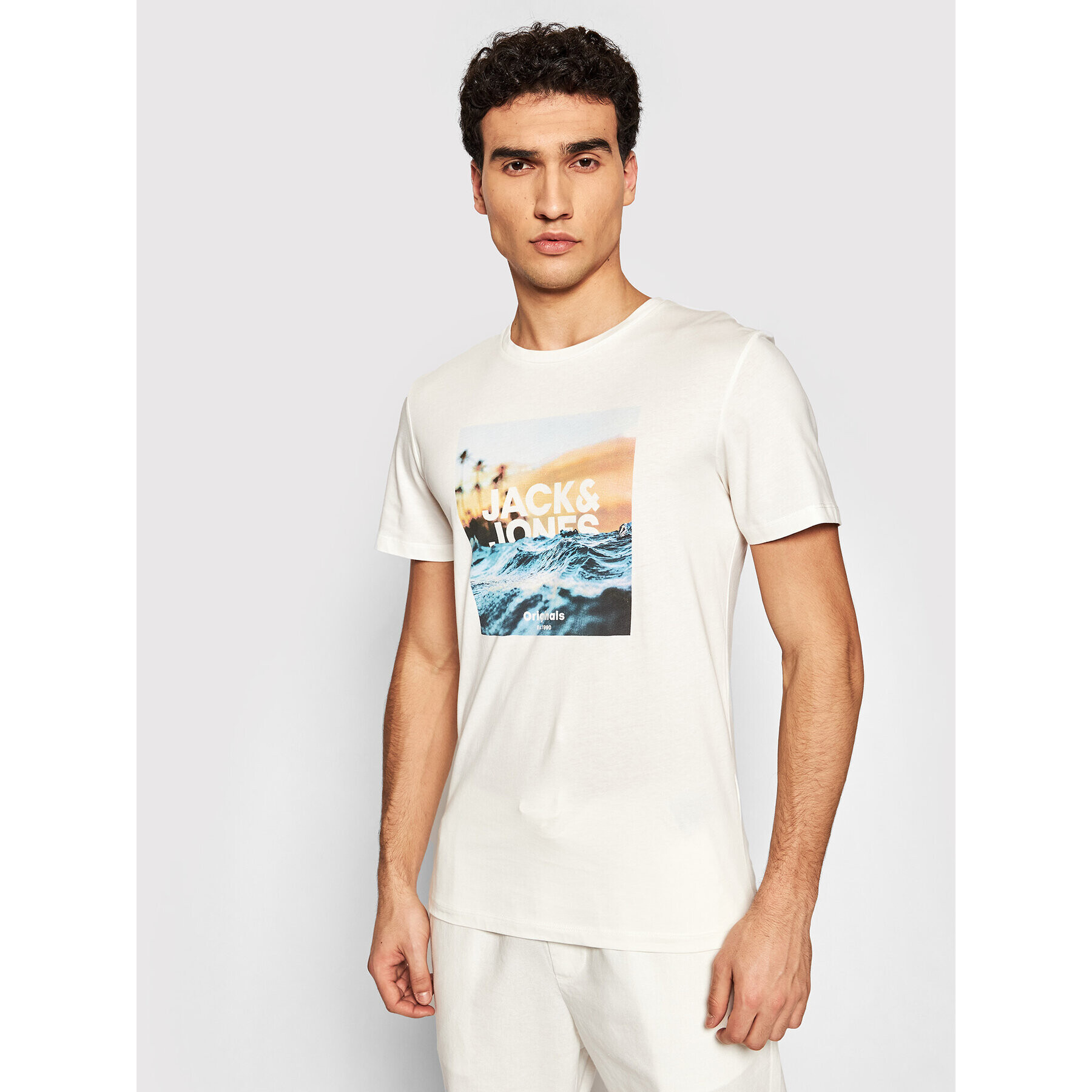 Jack&Jones Póló Azure 12189032 Fehér Regular Fit - Pepit.hu