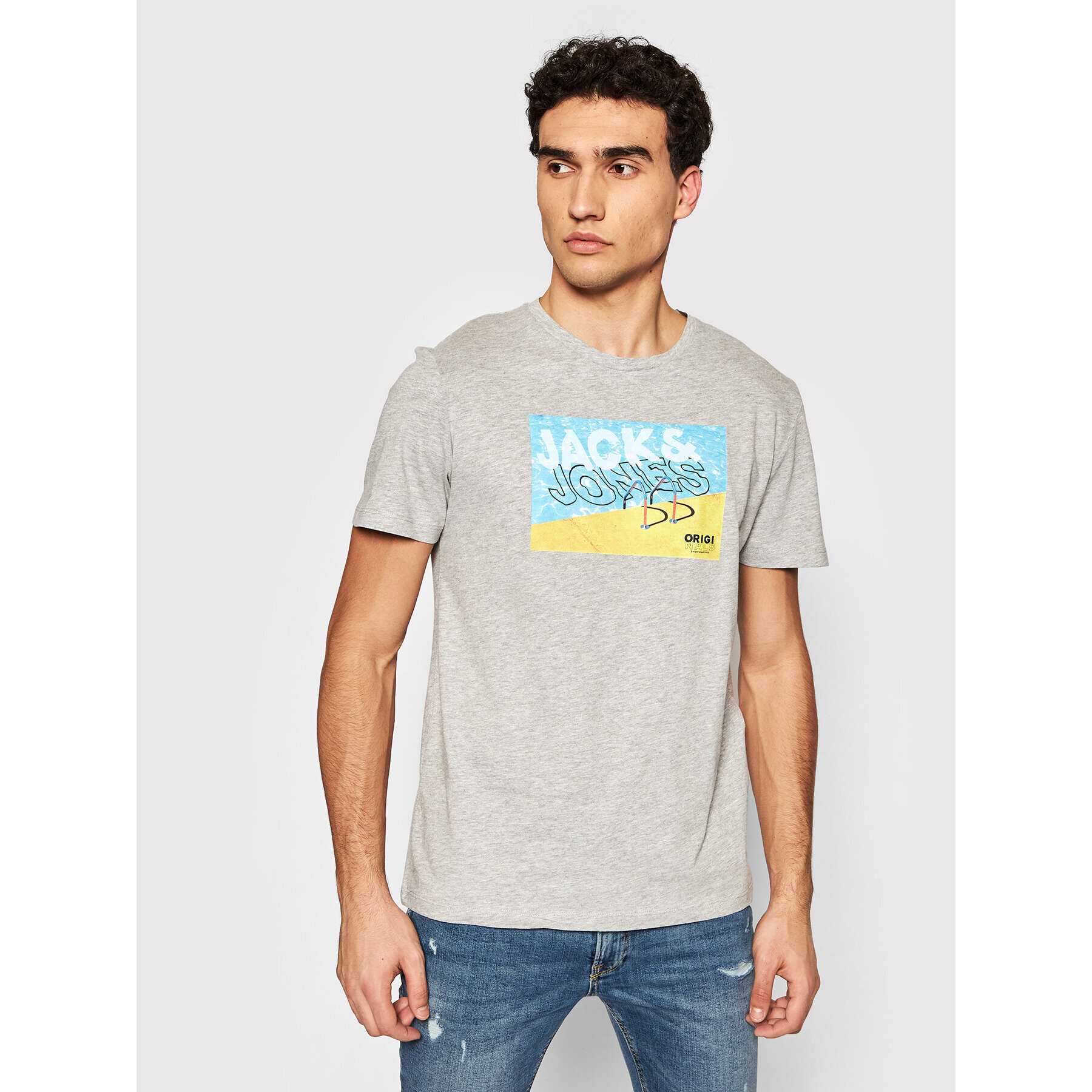 Jack&Jones Póló Azure 12189032 Szürke Regular Fit - Pepit.hu