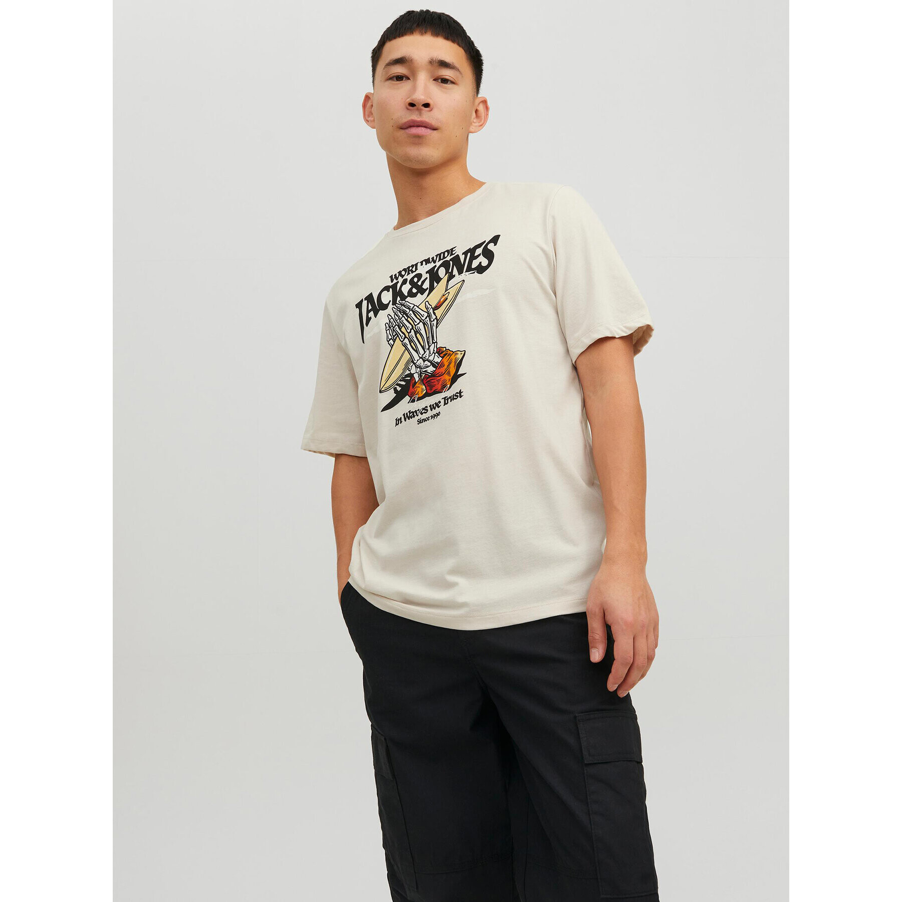 Jack&Jones Póló Beach Bone 12234309 Bézs Standard Fit - Pepit.hu