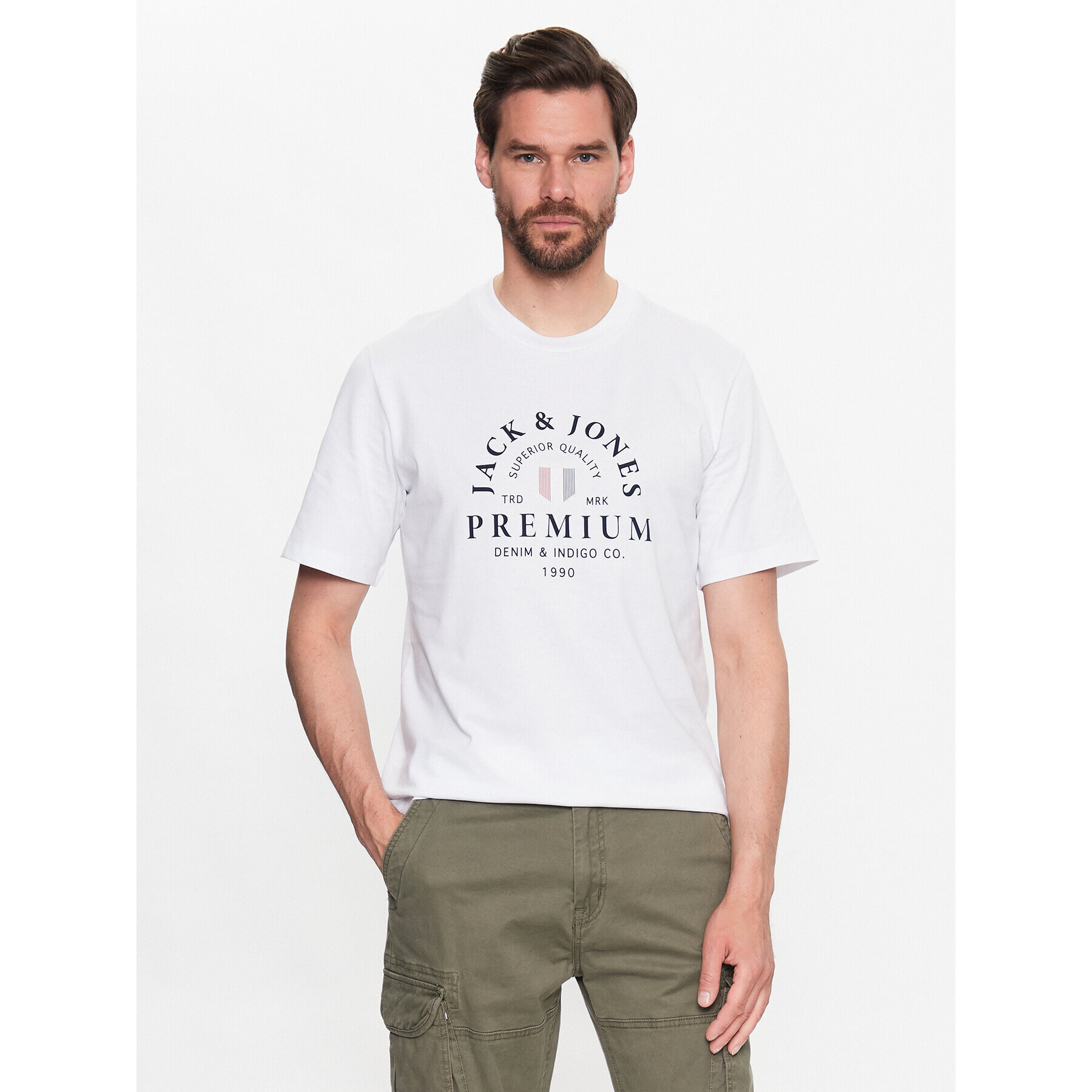 Jack&Jones Póló Bluwill 12236312 Fehér Regular Fit - Pepit.hu