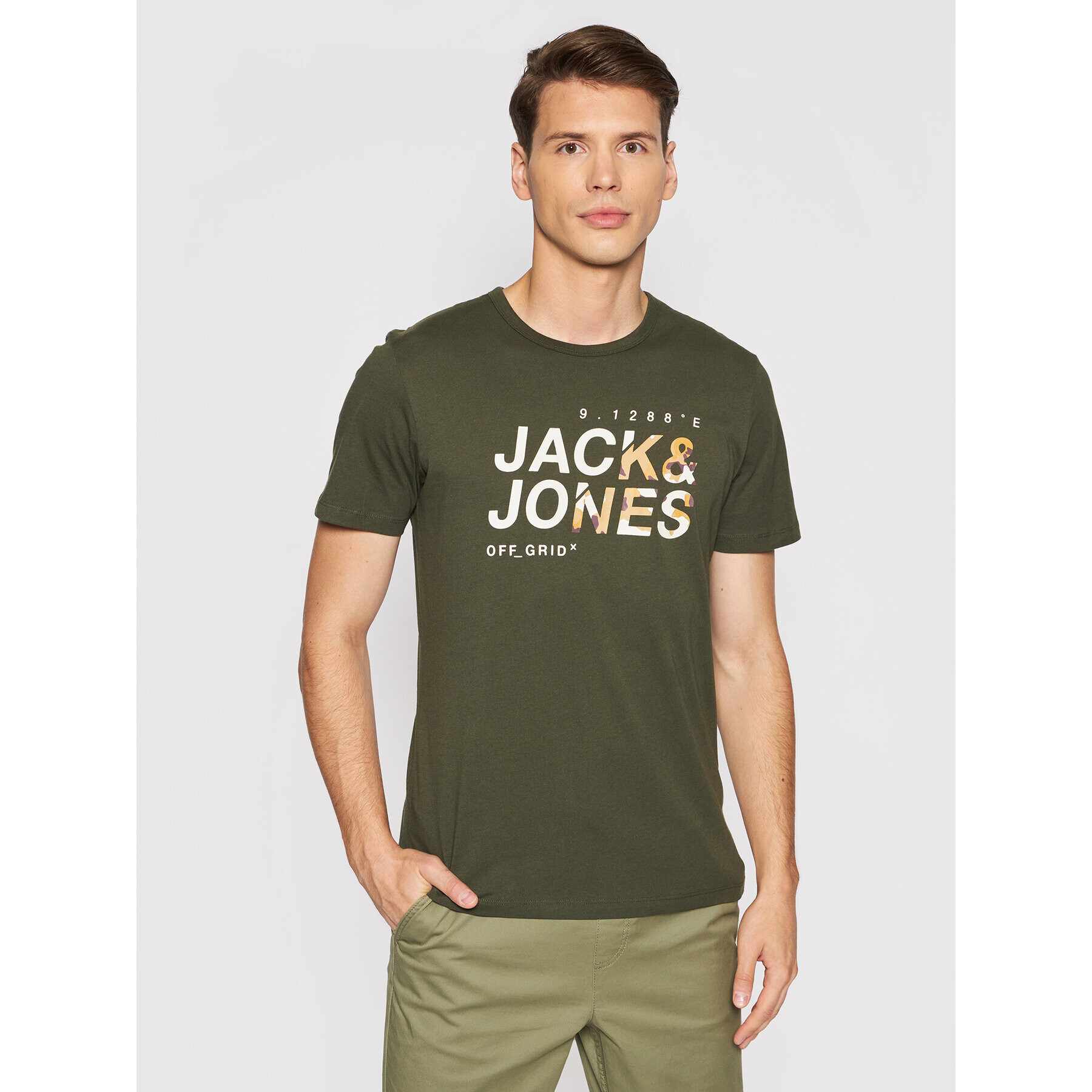 Jack&Jones Póló Cam 12194175 Zöld Regular Fit - Pepit.hu