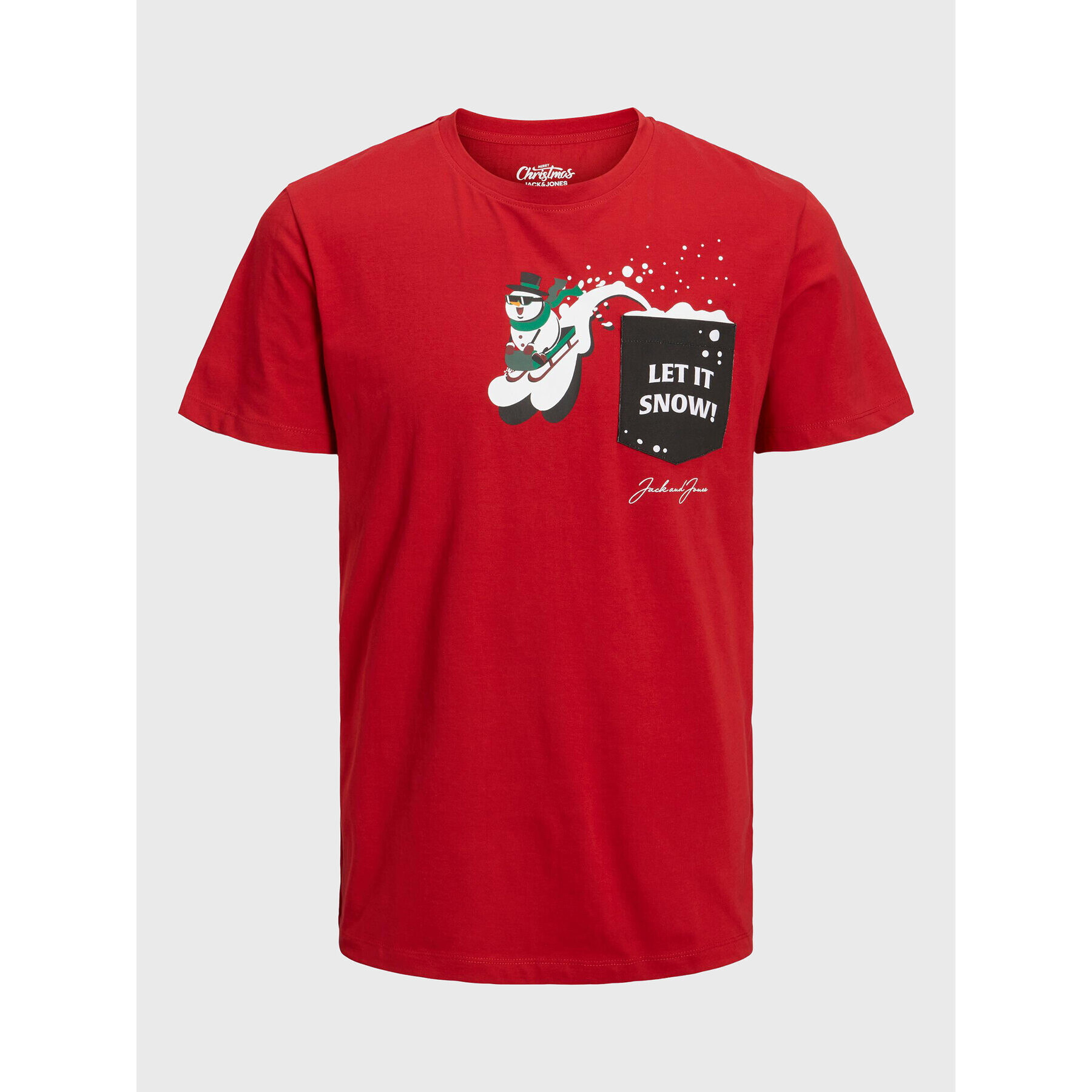 Jack&Jones Póló Christmas 12221436 Piros Regular Fit - Pepit.hu