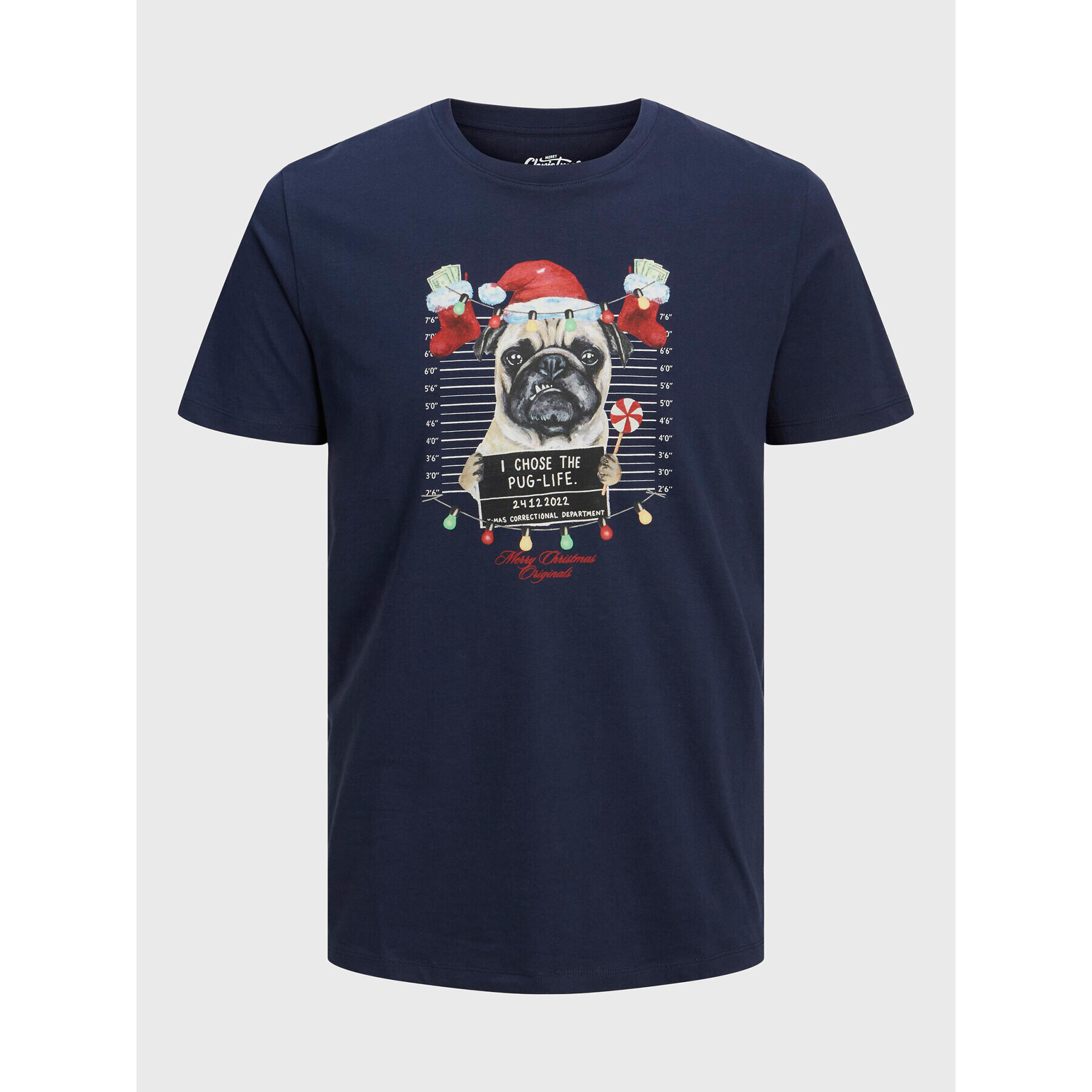 Jack&Jones Póló Christmas 12221440 Sötétkék Regular Fit - Pepit.hu