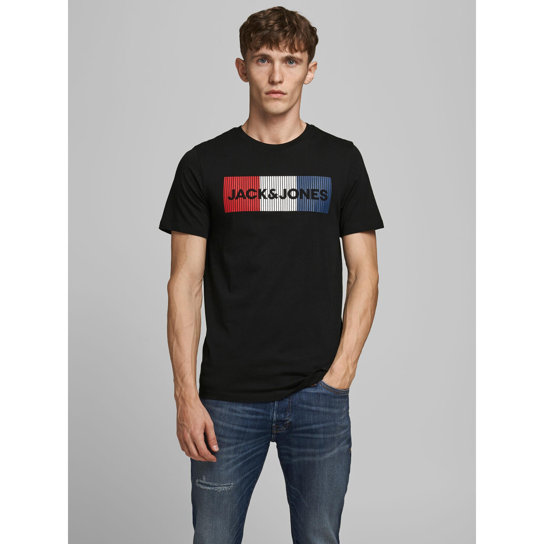 Jack&Jones Póló Corp 12151955 Fekete Slim Fit - Pepit.hu