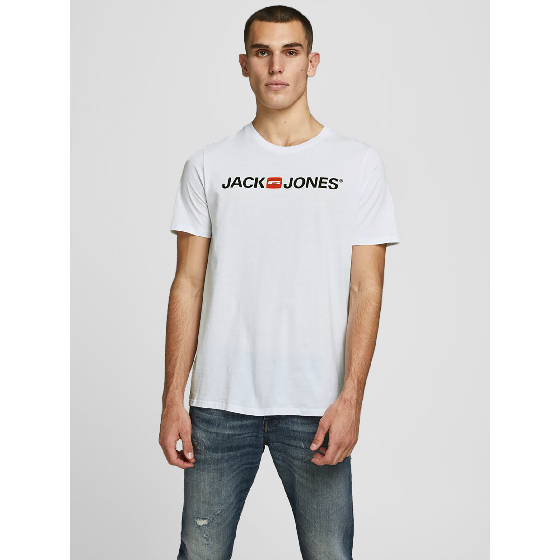 Jack&Jones Póló Corp Logo 12137126 Fehér Slim Fit - Pepit.hu