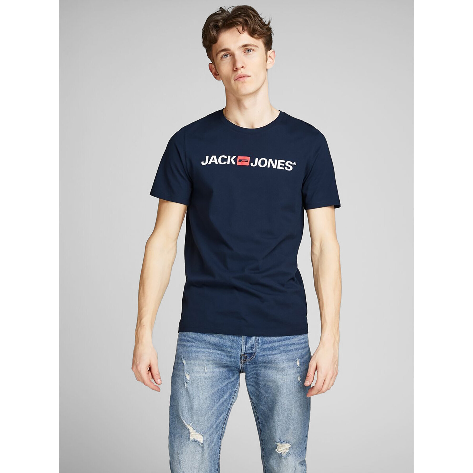 Jack&Jones Póló Corp Logo 12137126 Sötétkék Slim Fit - Pepit.hu