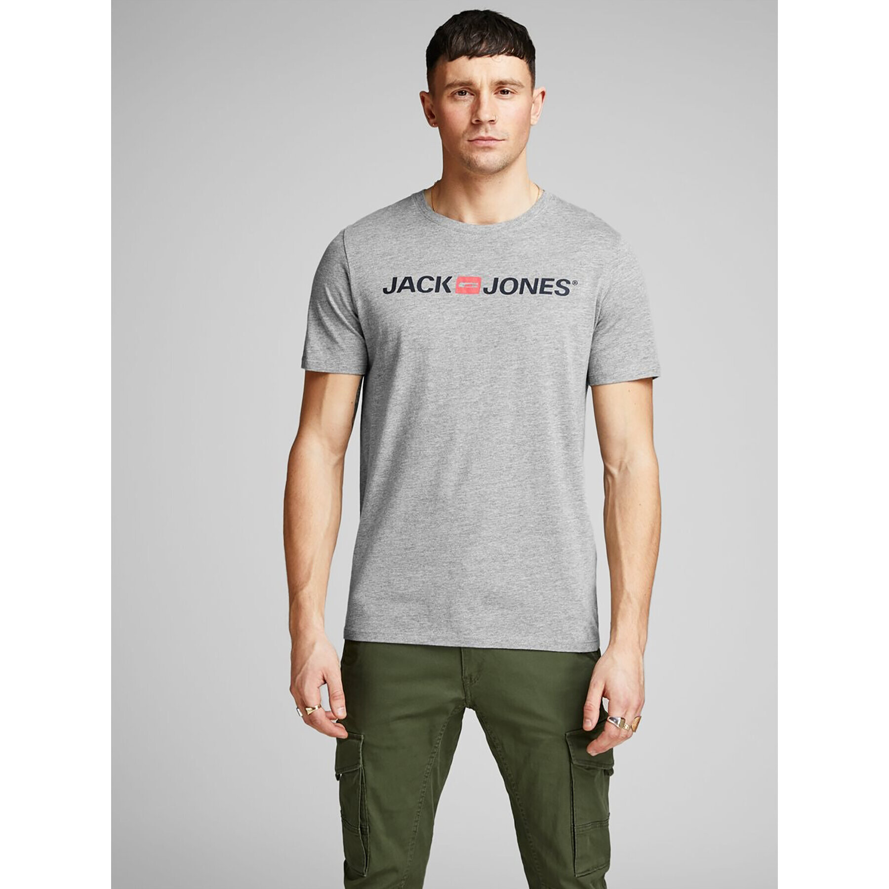 Jack&Jones Póló Corp Logo 12137126 Szürke Slim Fit - Pepit.hu