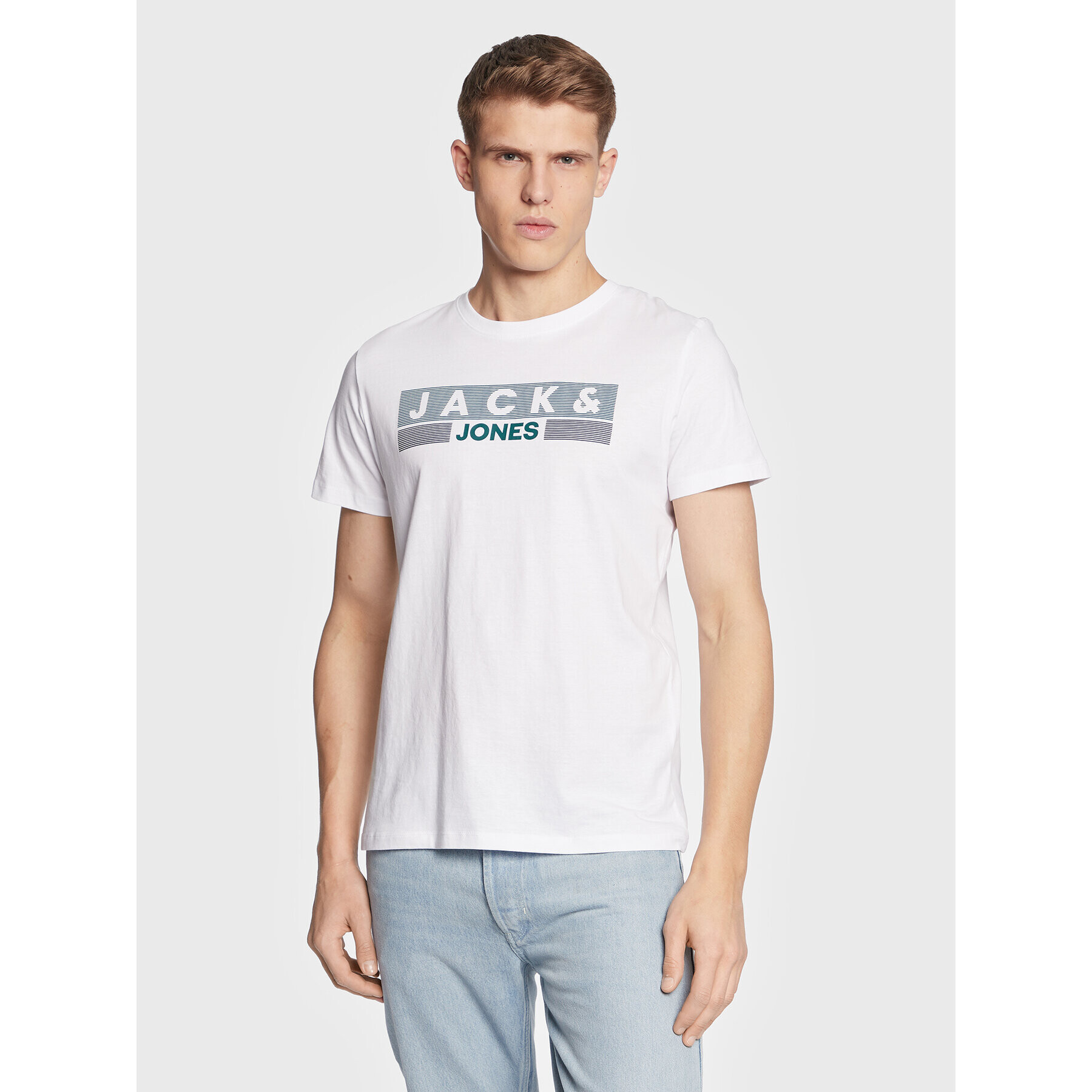 Jack&Jones Póló Corp Logo 12151955 Fehér Regular Fit - Pepit.hu