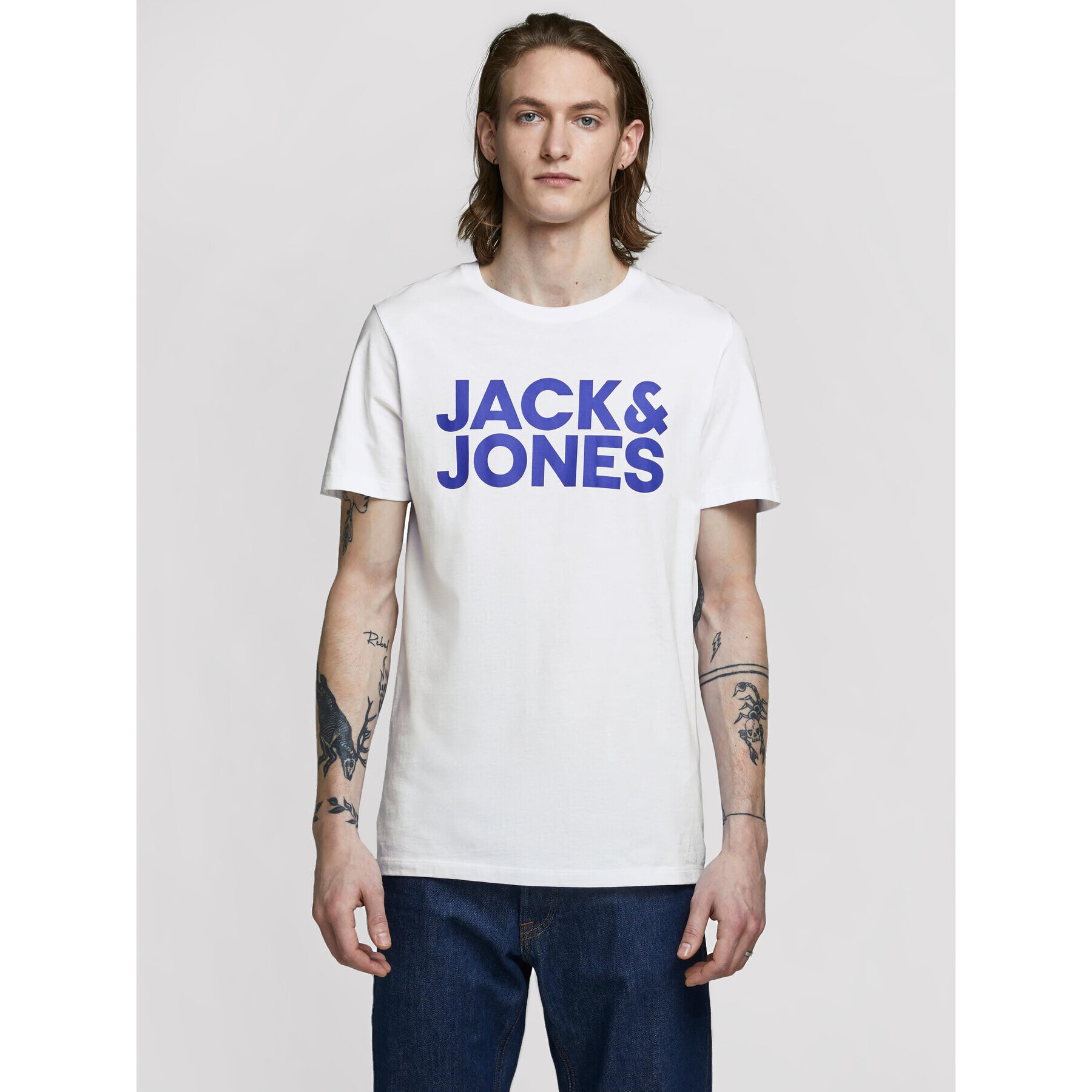 Jack&Jones Póló Corp Logo 12151955 Fehér Slim Fit - Pepit.hu