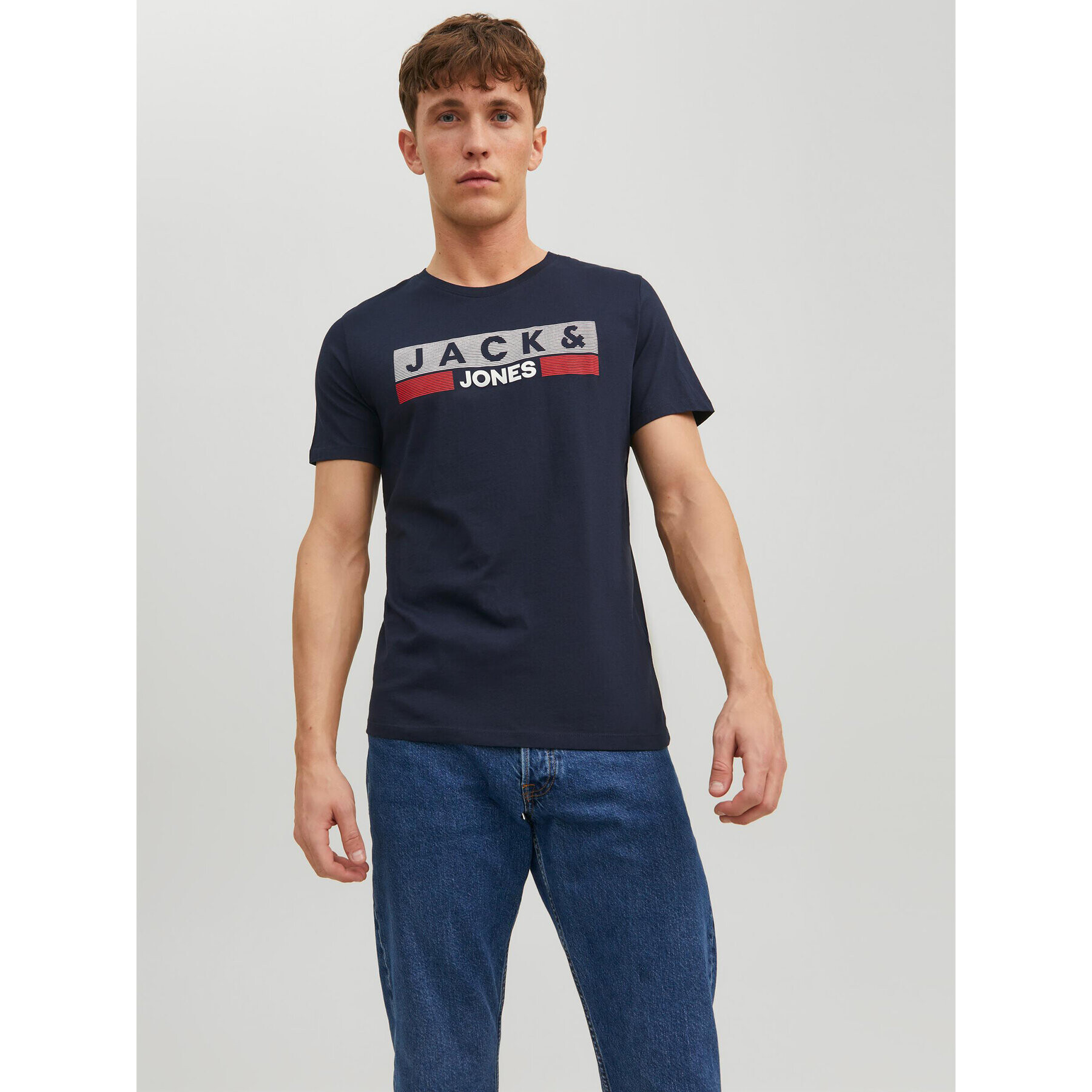 Jack&Jones Póló Corp Logo 12151955 Sötétkék Regular Fit - Pepit.hu