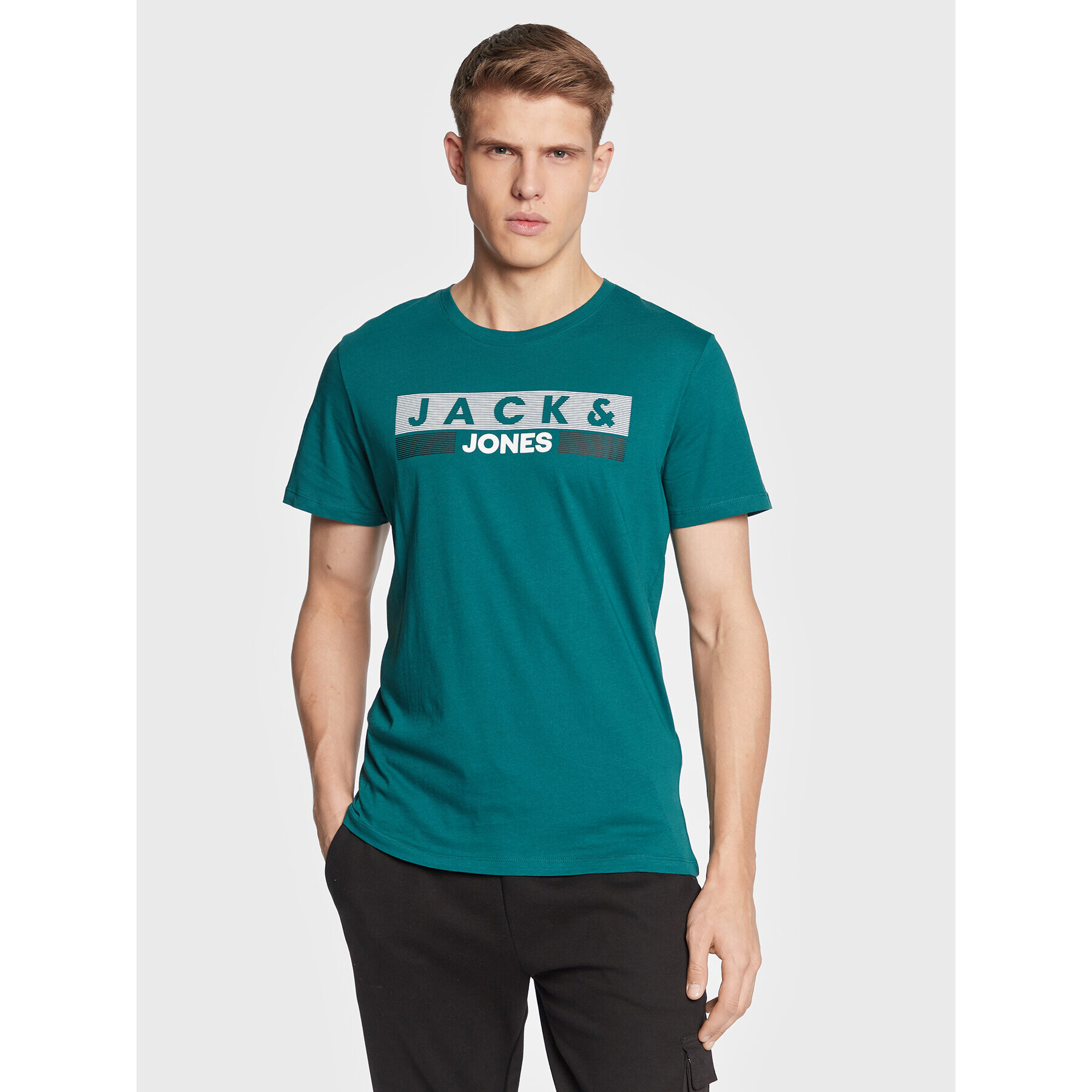 Jack&Jones Póló Corp Logo 12151955 Zöld Regular Fit - Pepit.hu