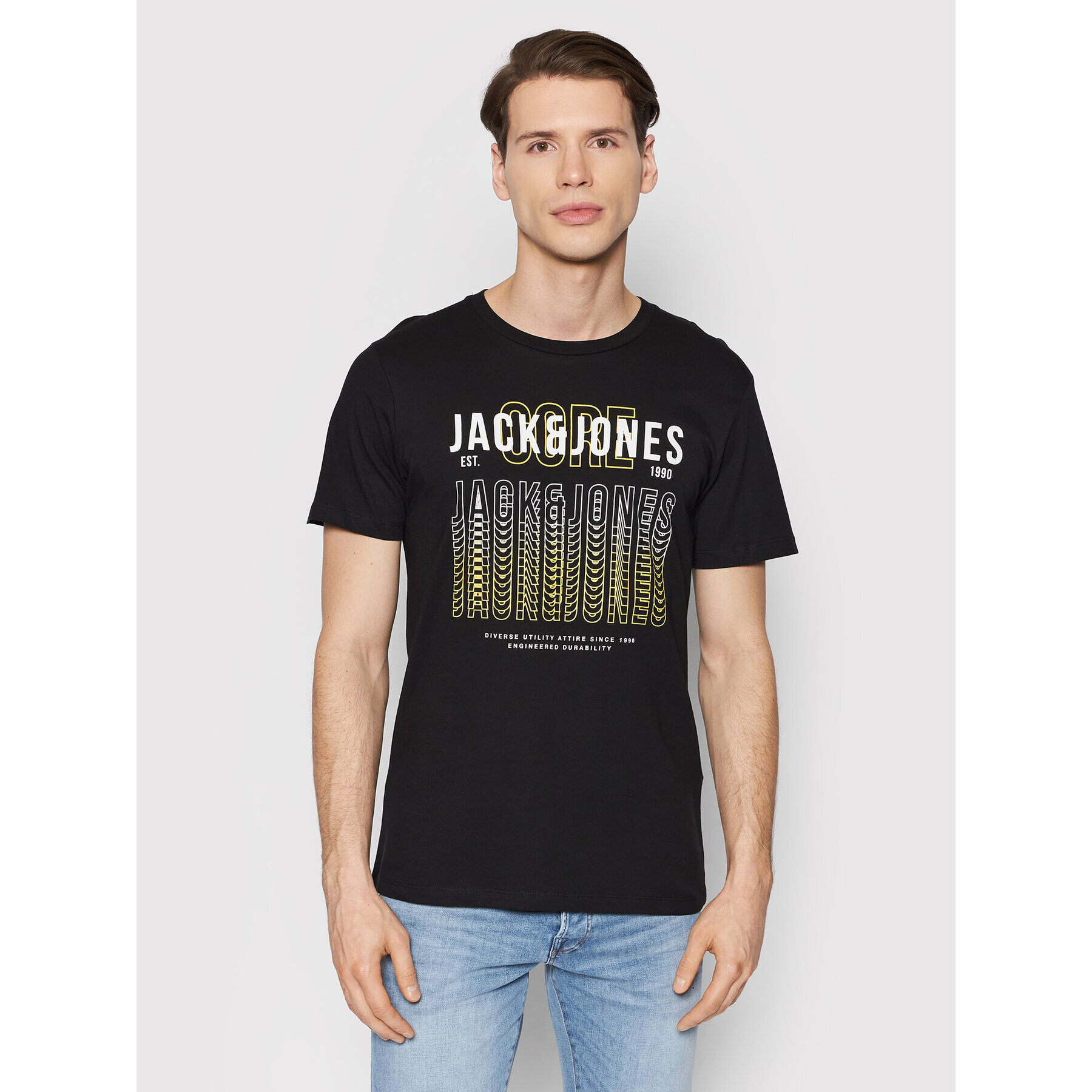 Jack&Jones Póló Cyber 12200225 Fekete Regular Fit - Pepit.hu