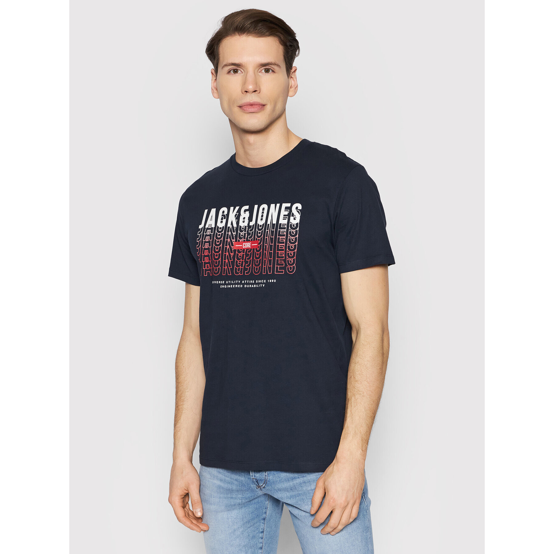 Jack&Jones Póló Cyber 12200225 Sötétkék Regular Fit - Pepit.hu