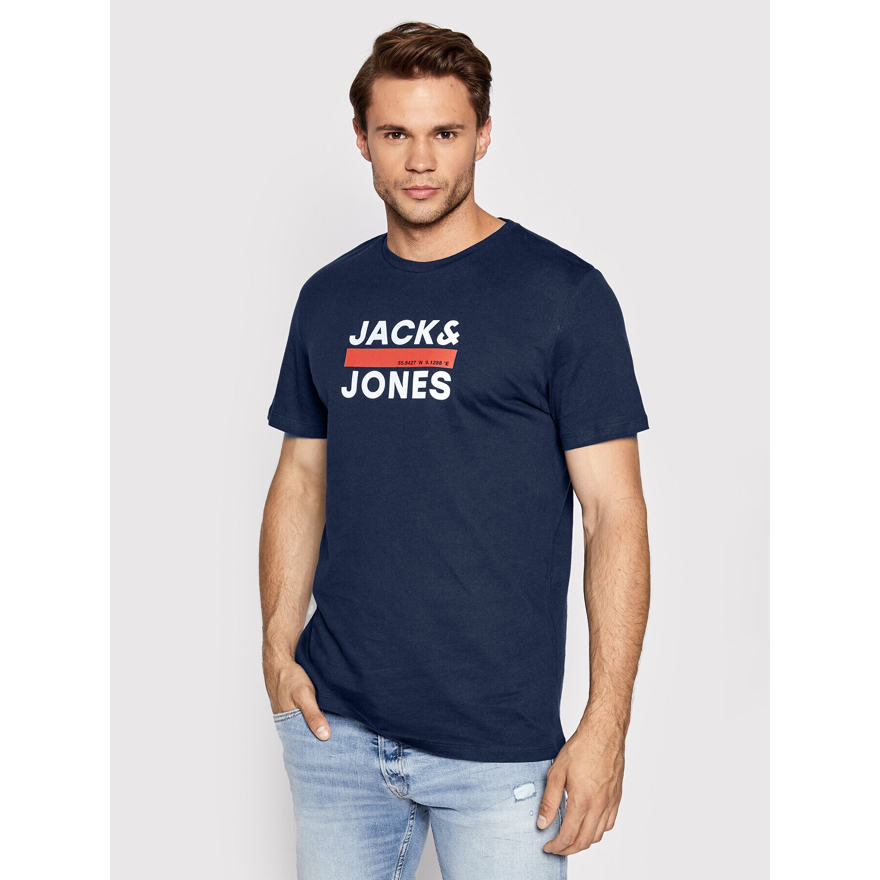 Jack&Jones Póló Dan 12213767 Sötétkék Regular Fit - Pepit.hu