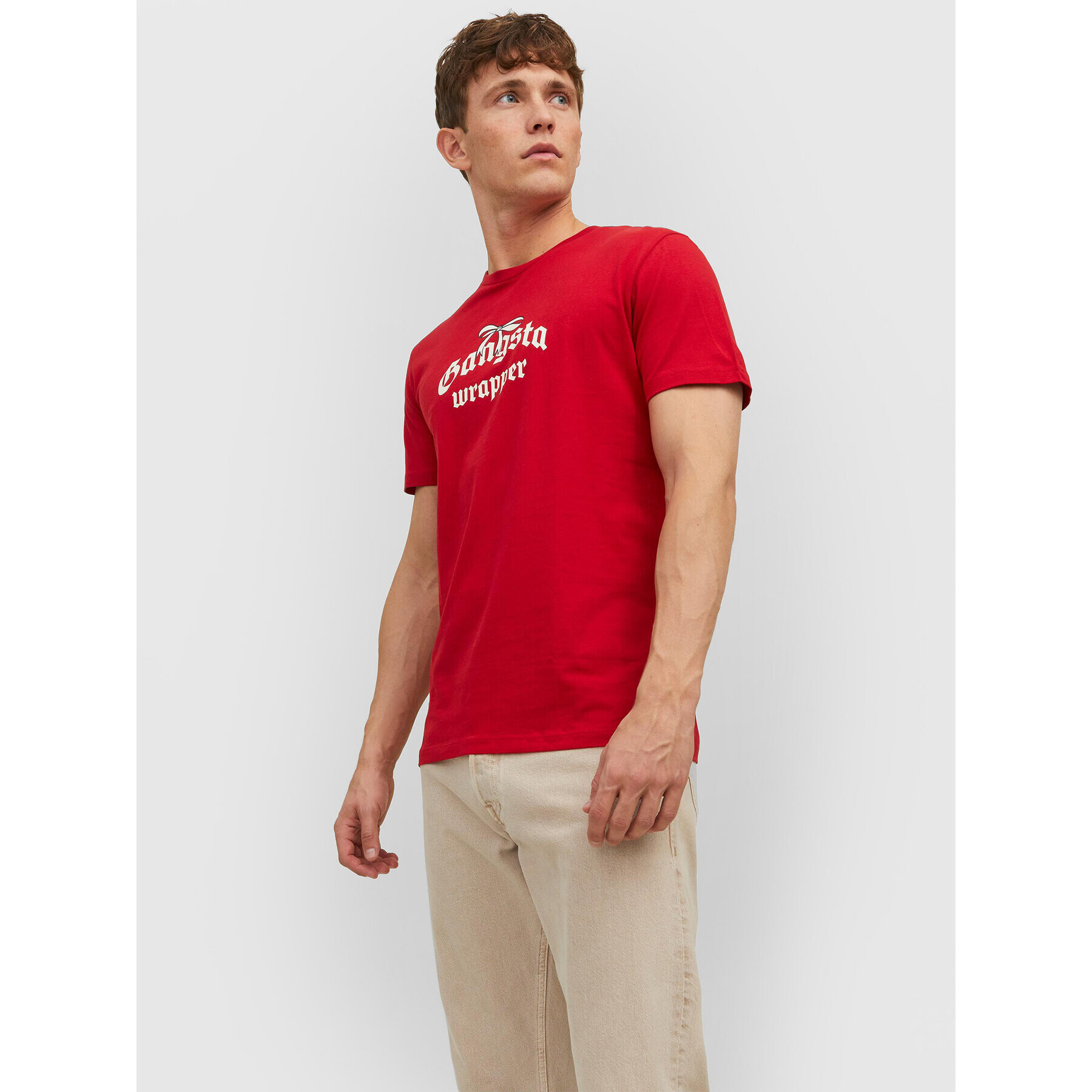 Jack&Jones Póló Elfen 12221421 Piros Regular Fit - Pepit.hu