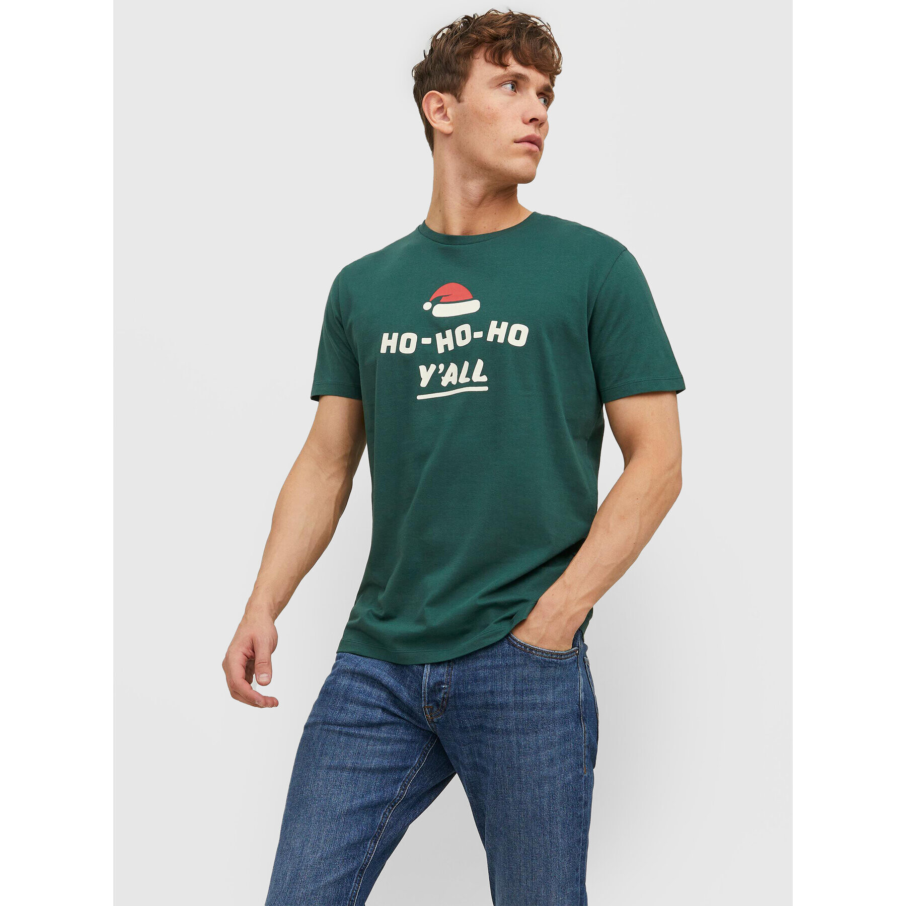 Jack&Jones Póló Elfen 12221421 Zöld Regular Fit - Pepit.hu