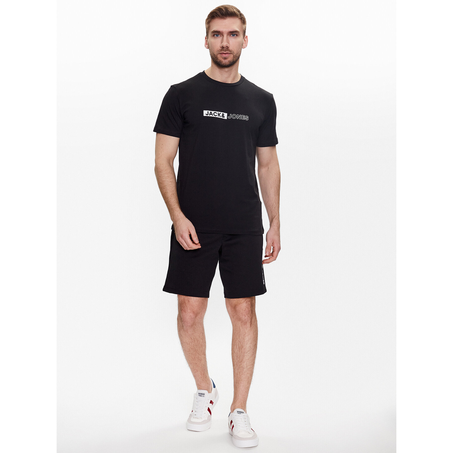 Jack&Jones Póló és rövidnadrág szett 12233945 Fekete Regular Fit - Pepit.hu