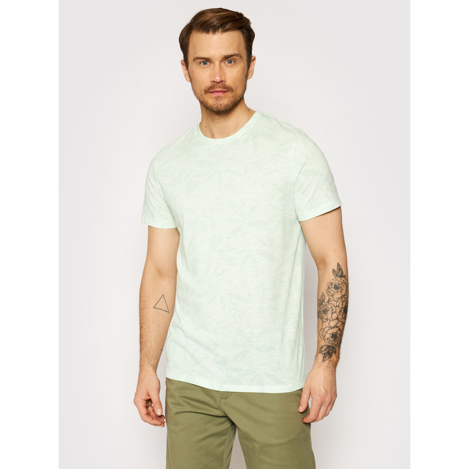 Jack&Jones Póló Floral 12182878 Zöld Regular Fit - Pepit.hu