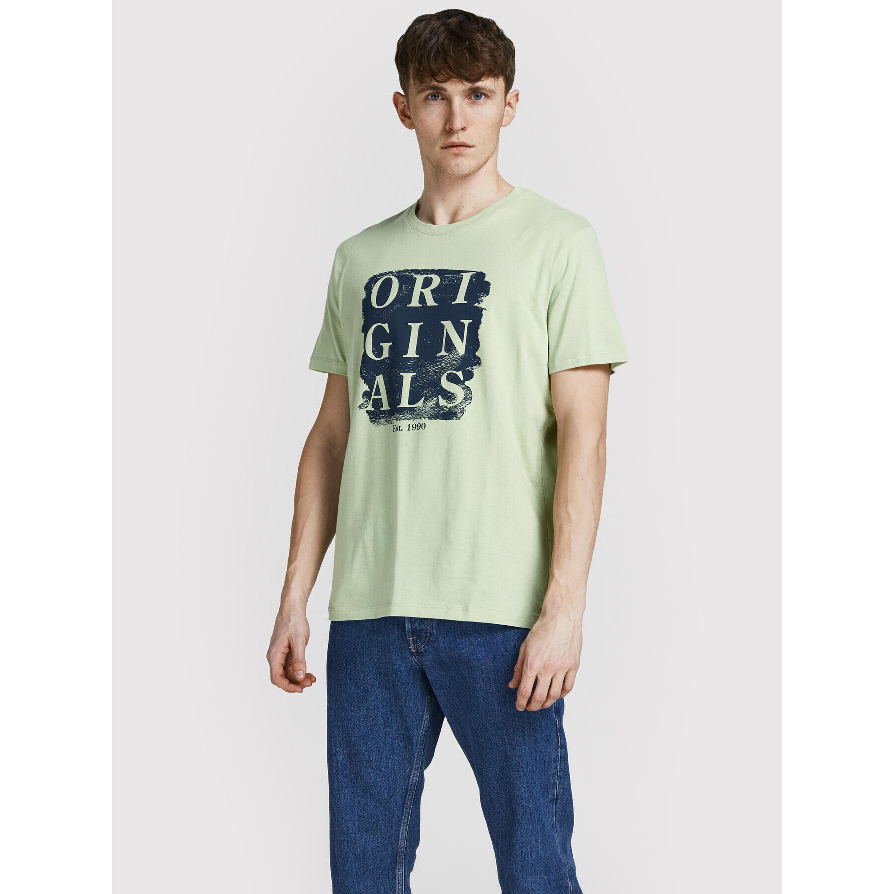 Jack&Jones Póló Flower 12205876 Zöld Regular Fit - Pepit.hu