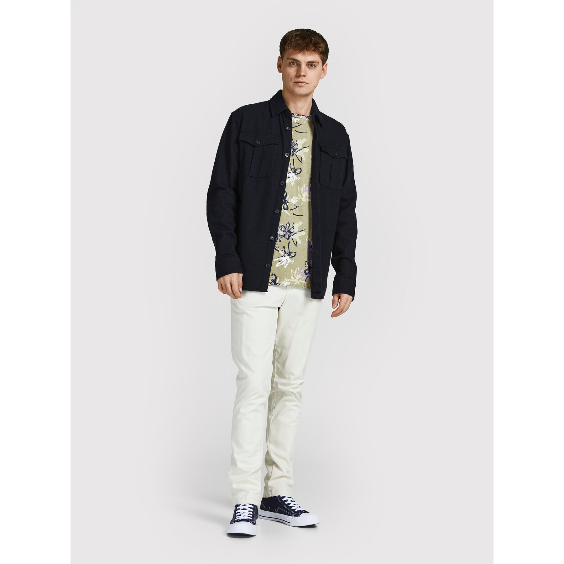 Jack&Jones Póló Flower Power 12205818 Zöld Regular Fit - Pepit.hu