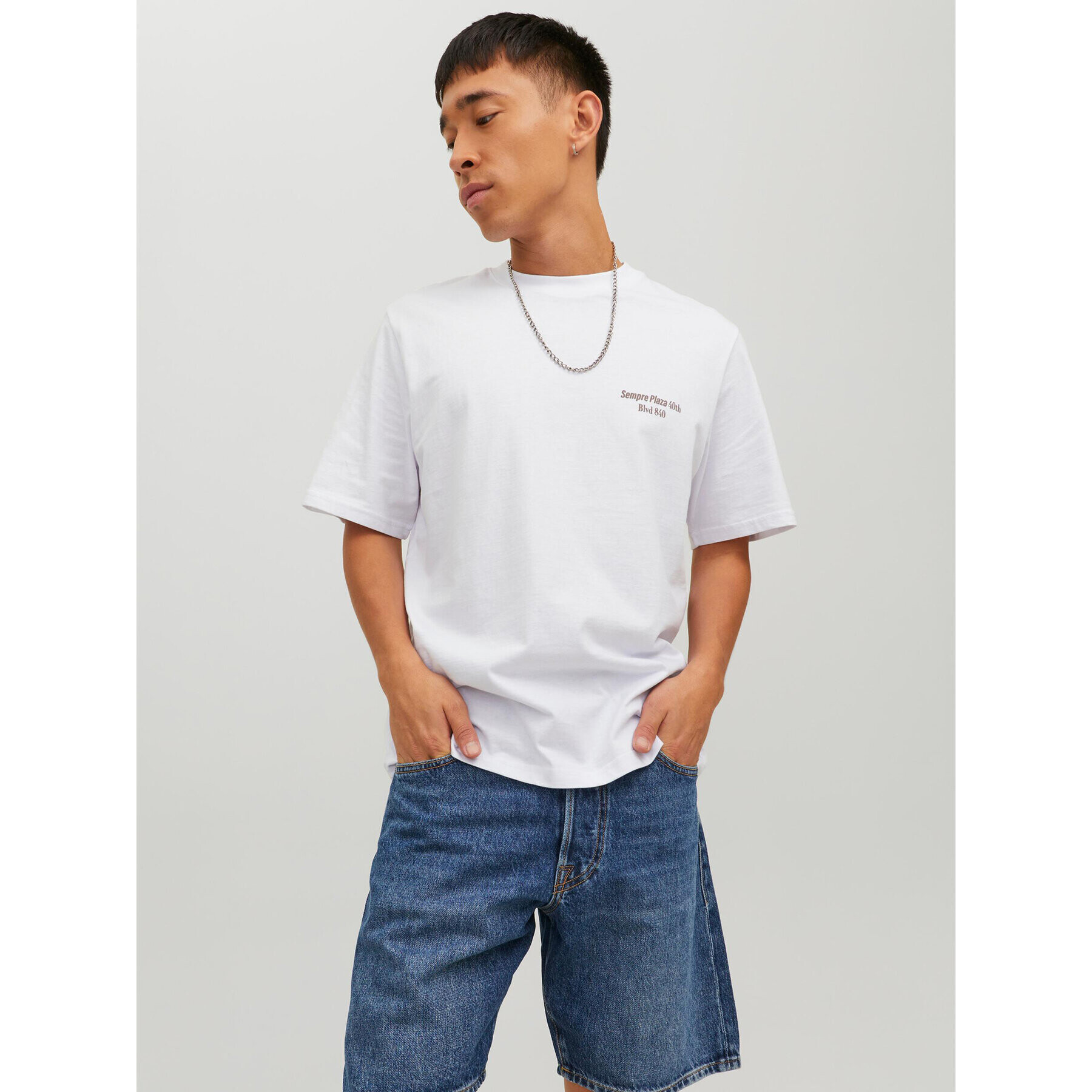 Jack&Jones Póló Grocery 12230754 Fehér Oversize - Pepit.hu