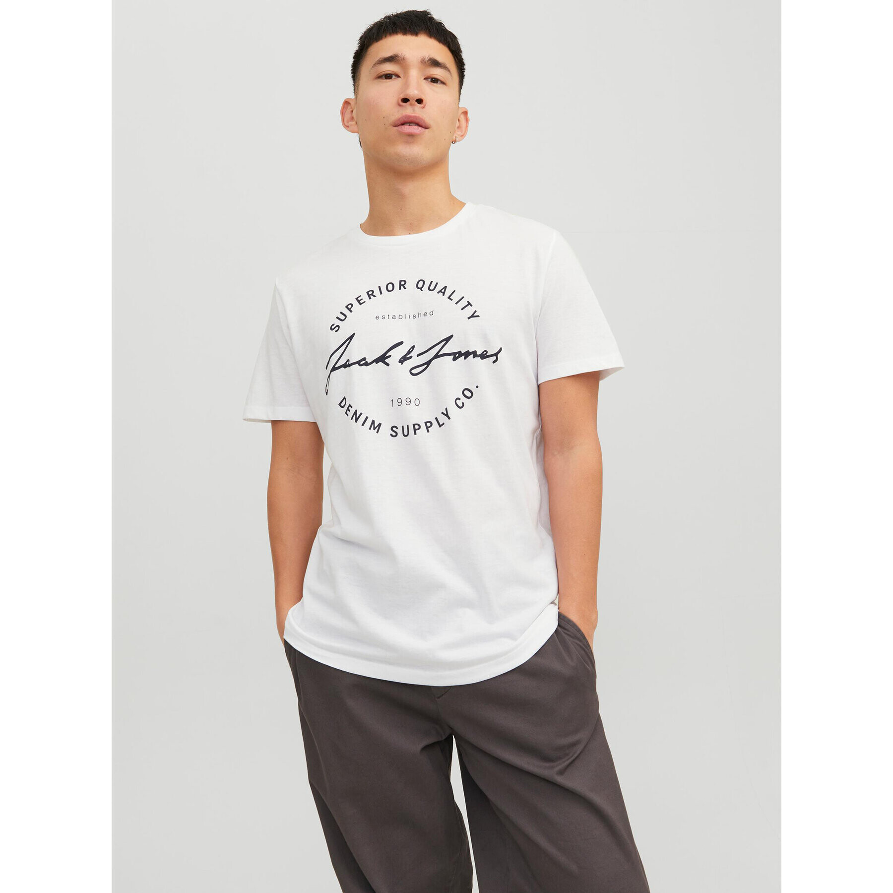 Jack&Jones Póló Jace 12222037 Fehér Regular Fit - Pepit.hu