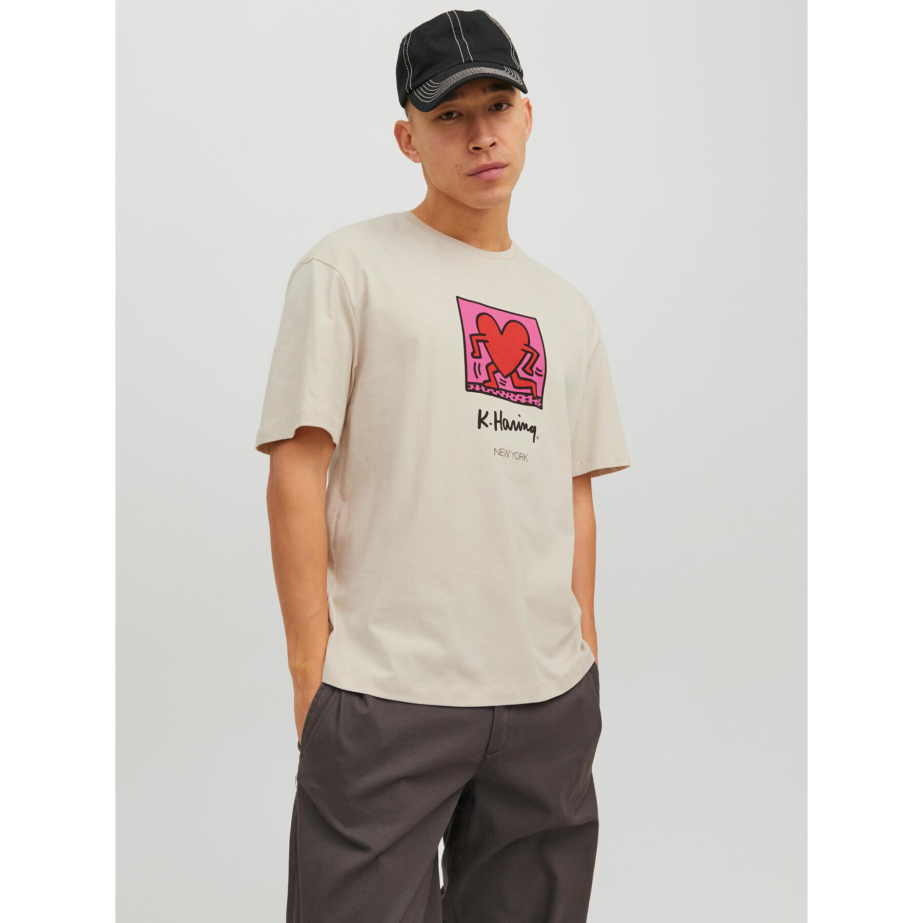 Jack&Jones Póló Keith Haring 12230685 Bézs Relaxed Fit - Pepit.hu