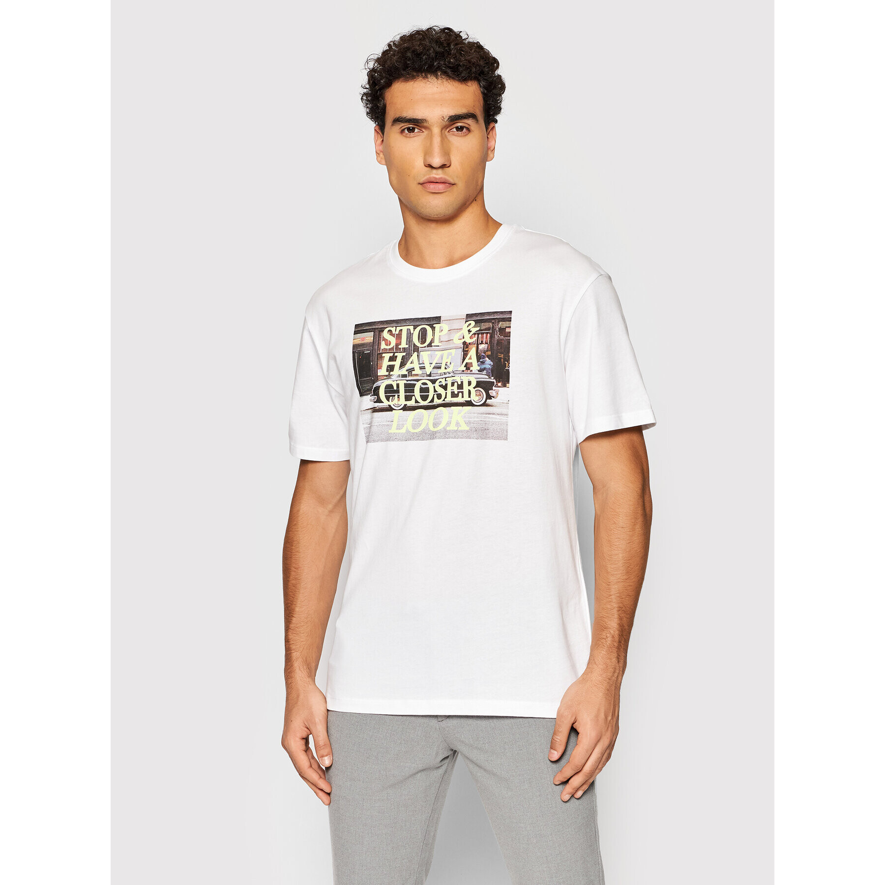 Jack&Jones Póló Kingston 12193657 Fehér Relaxed Fit - Pepit.hu