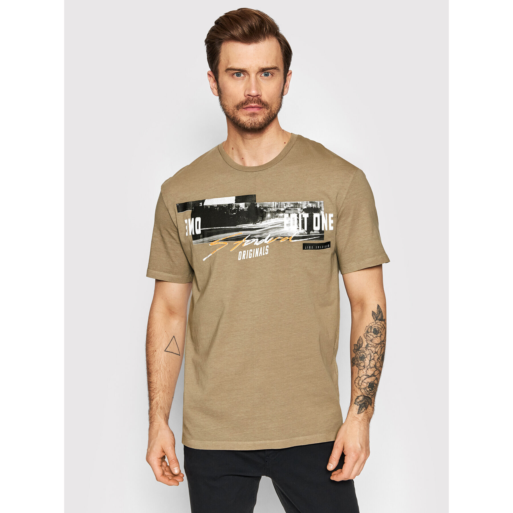 Jack&Jones Póló Knockoutfade 12205956 Barna Relaxed Fit - Pepit.hu