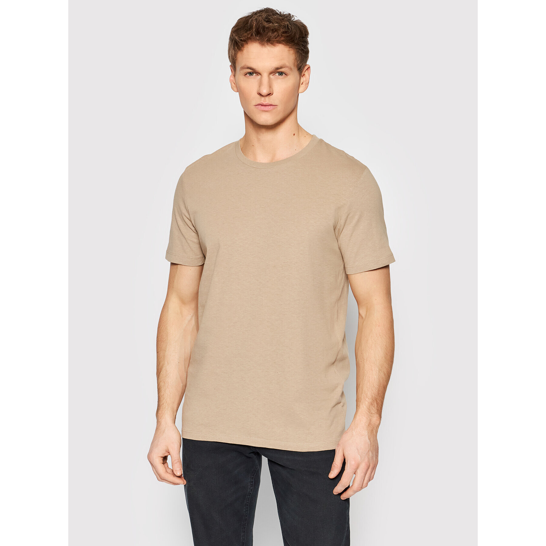 Jack&Jones Póló Linen Basic 12199713 Bézs Regular Fit - Pepit.hu