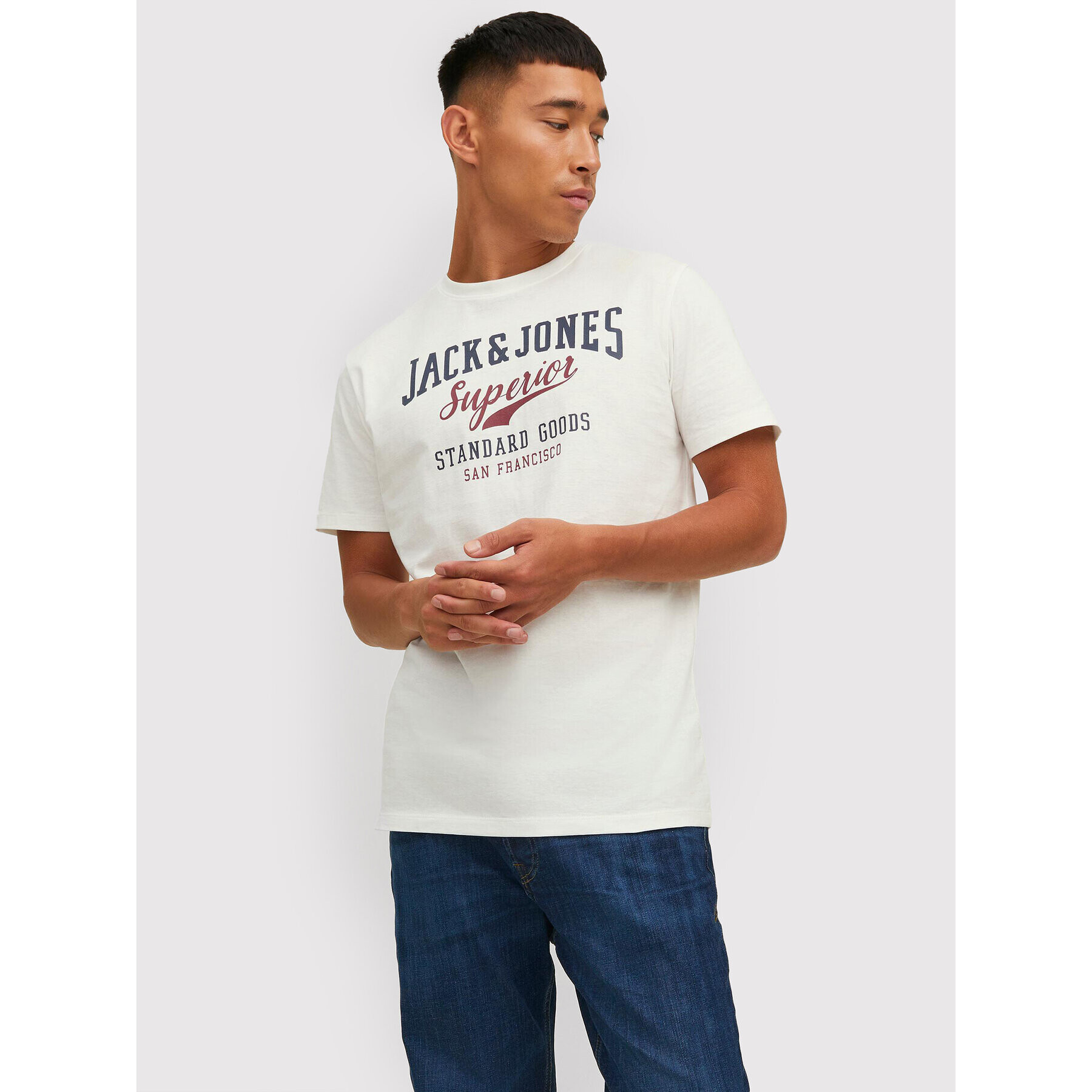 Jack&Jones Póló Logo 12210819 Fehér Regular Fit - Pepit.hu