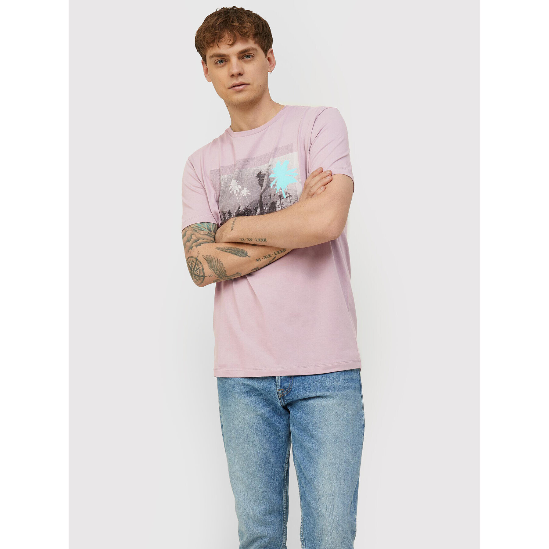 Jack&Jones Póló Palm 12213757 Lila Regular Fit - Pepit.hu