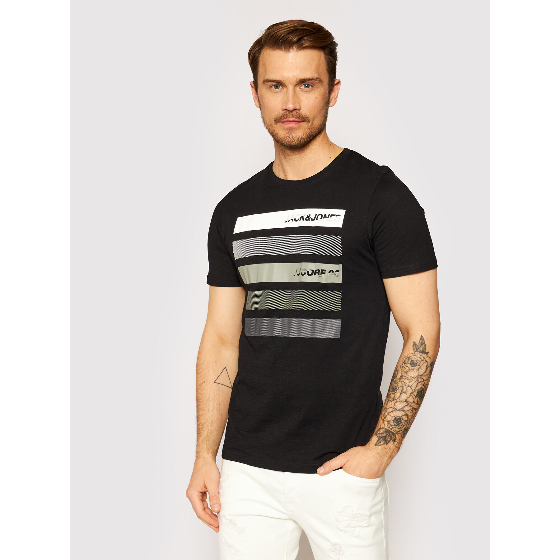 Jack&Jones Póló Rain 12185073 Fekete Slim Fit - Pepit.hu