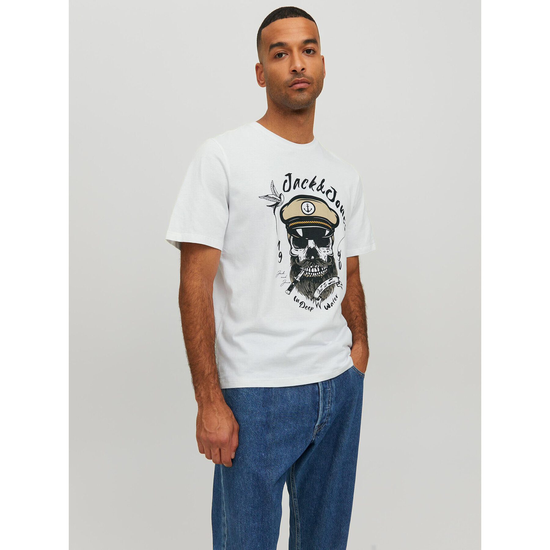 Jack&Jones Póló Roxbury 12227779 Fehér Regular Fit - Pepit.hu