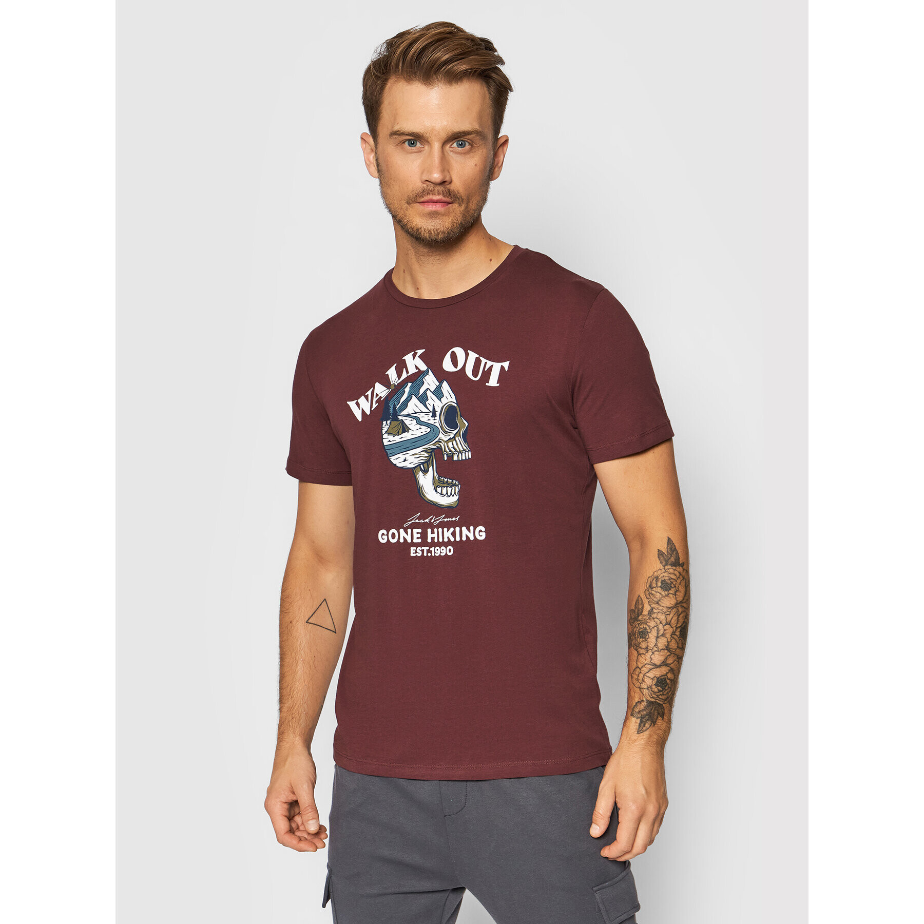 Jack&Jones Póló Skull 12193804 Bordó Standard Fit - Pepit.hu