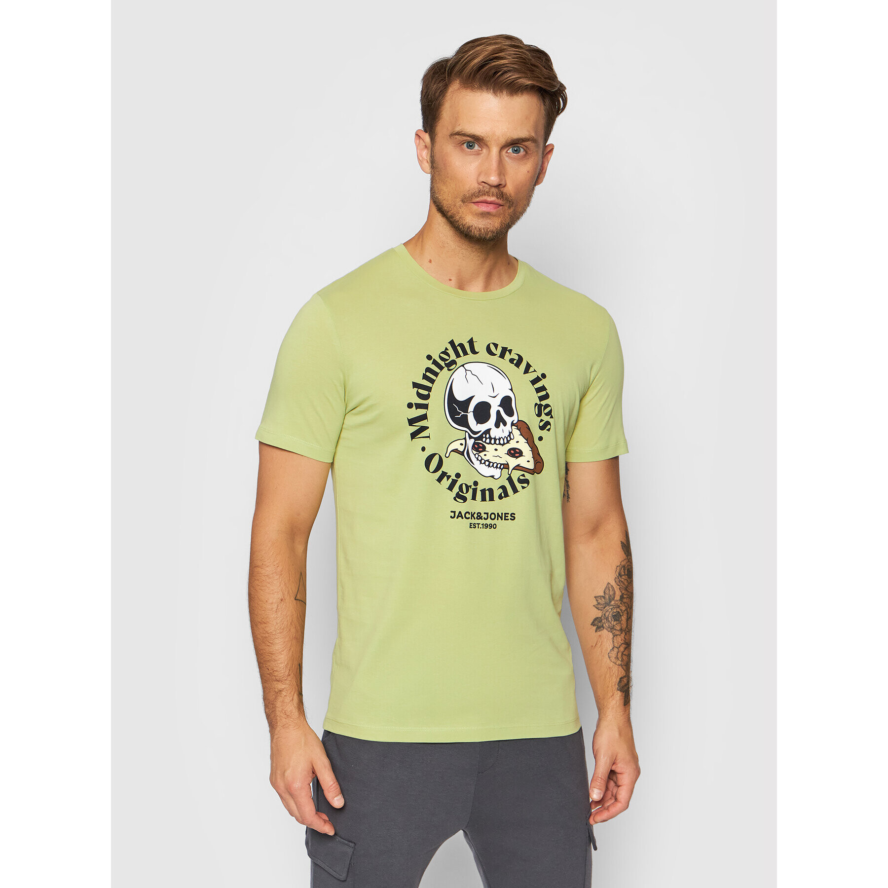 Jack&Jones Póló Skull 12193804 Zöld Standard Fit - Pepit.hu