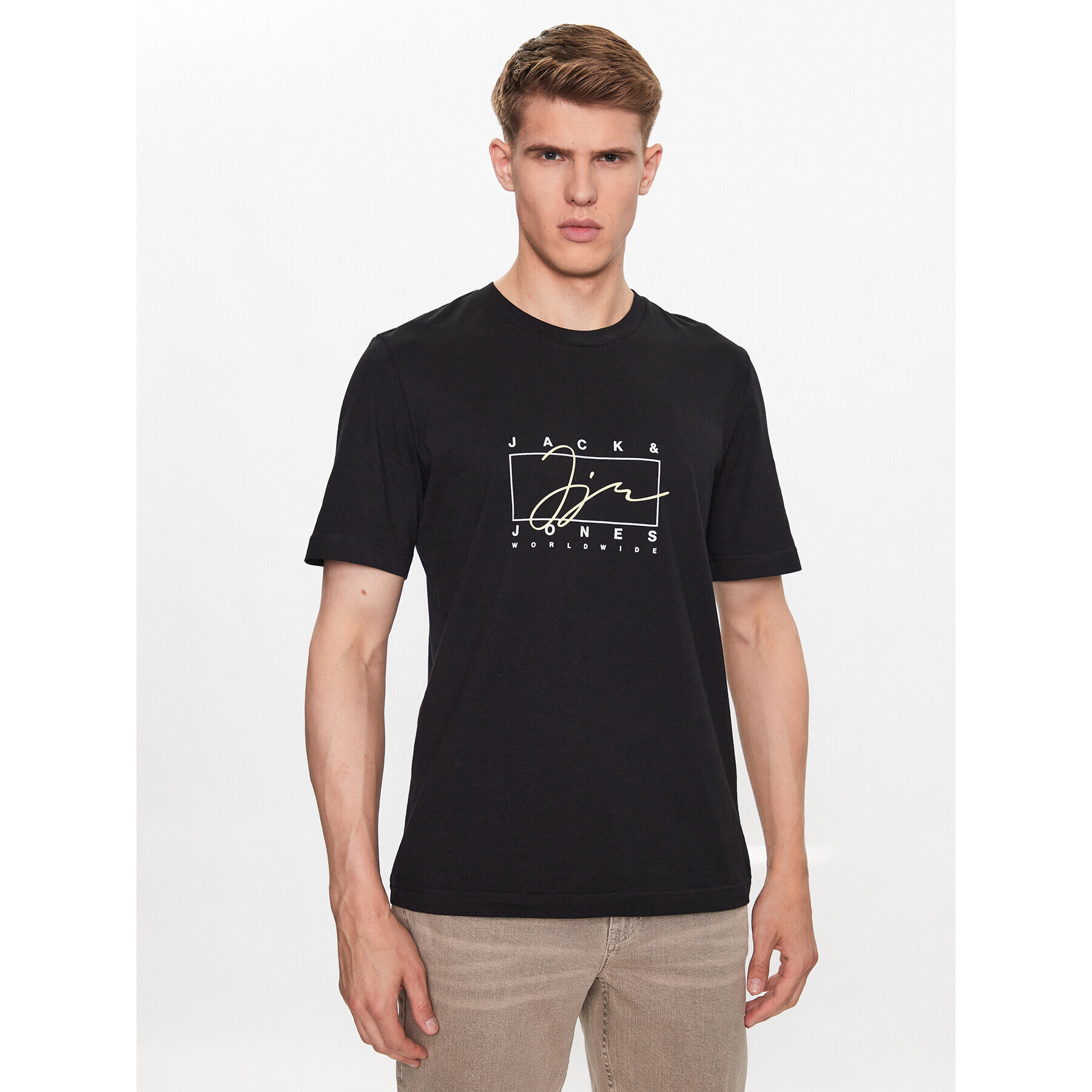 Jack&Jones Póló Splash 12235487 Fekete Standard Fit - Pepit.hu